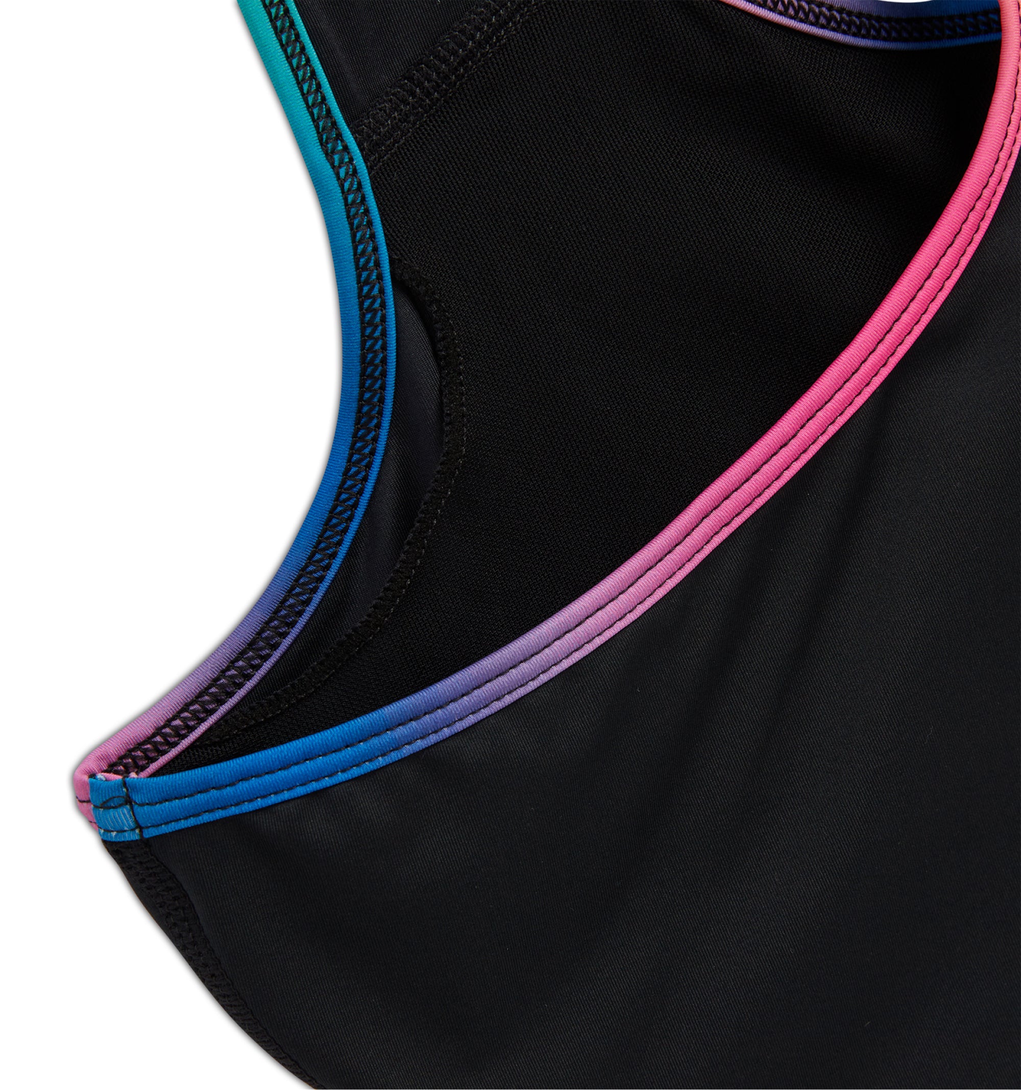 Swim Racerback Zip Compression Top - Black Rainbow Ombre