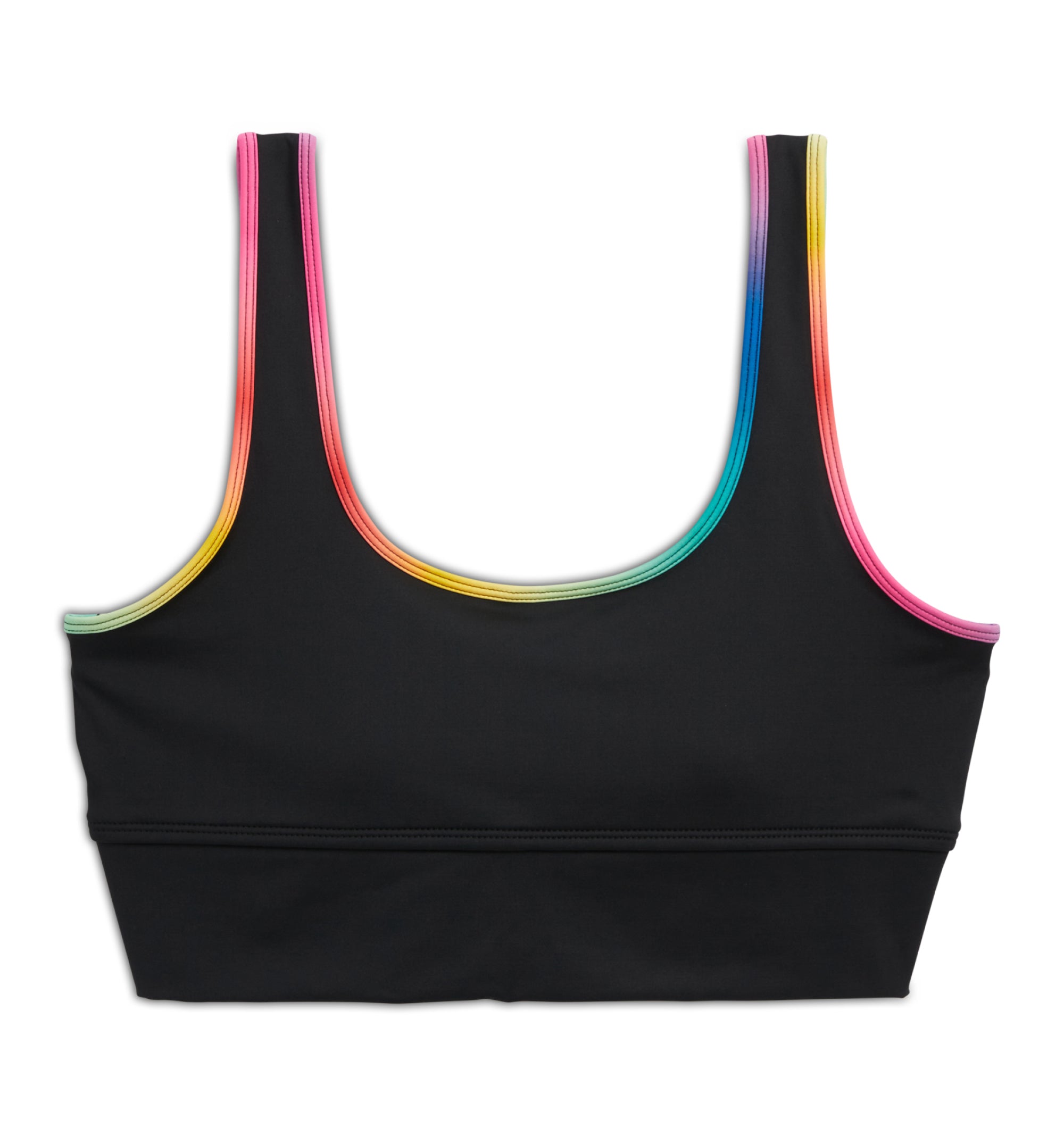 Straight Up Longline Top  - Black Rainbow Ombre