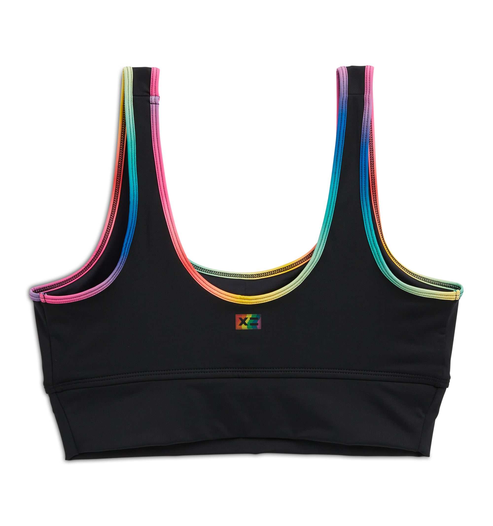 Straight Up Longline Top  - Black Rainbow Ombre