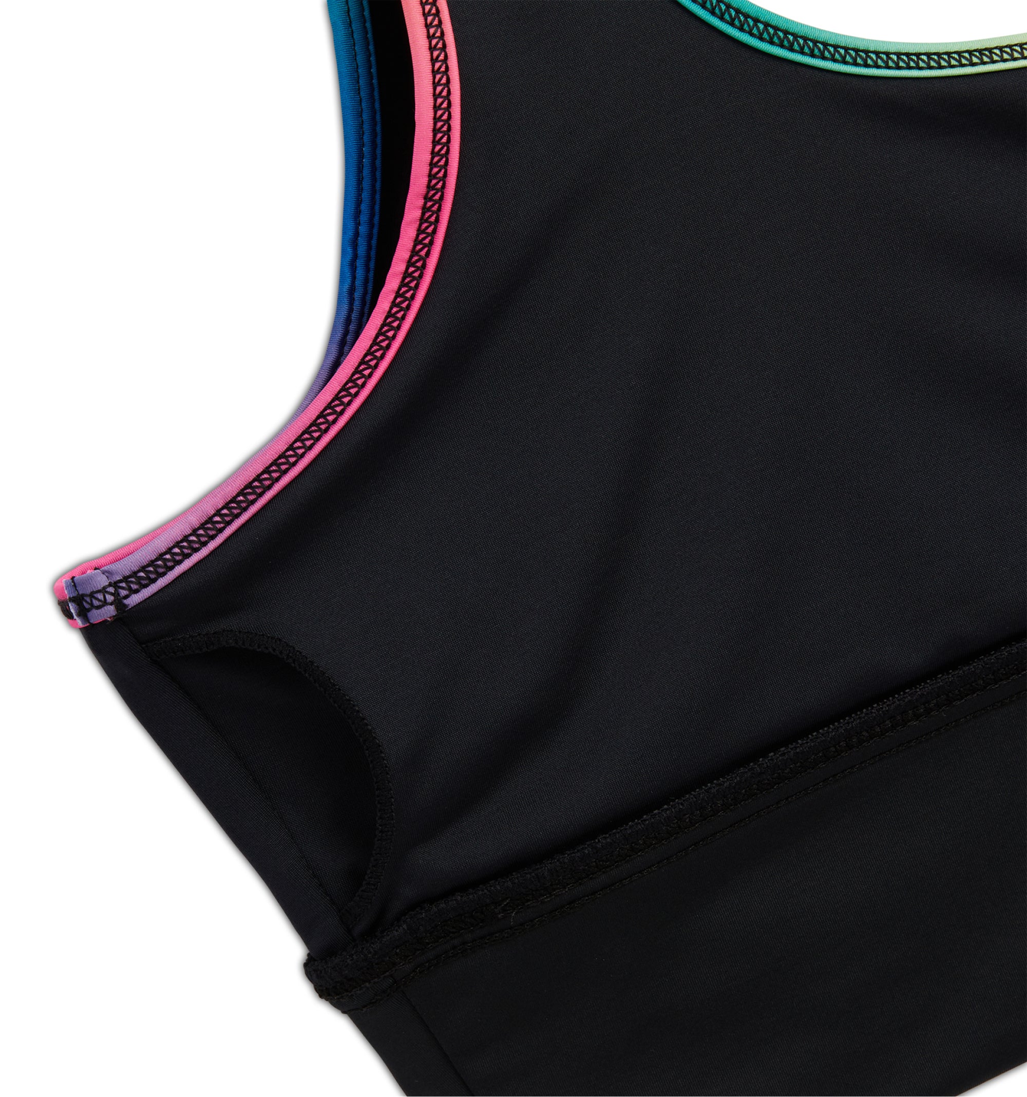 Straight Up Longline Top  - Black Rainbow Ombre