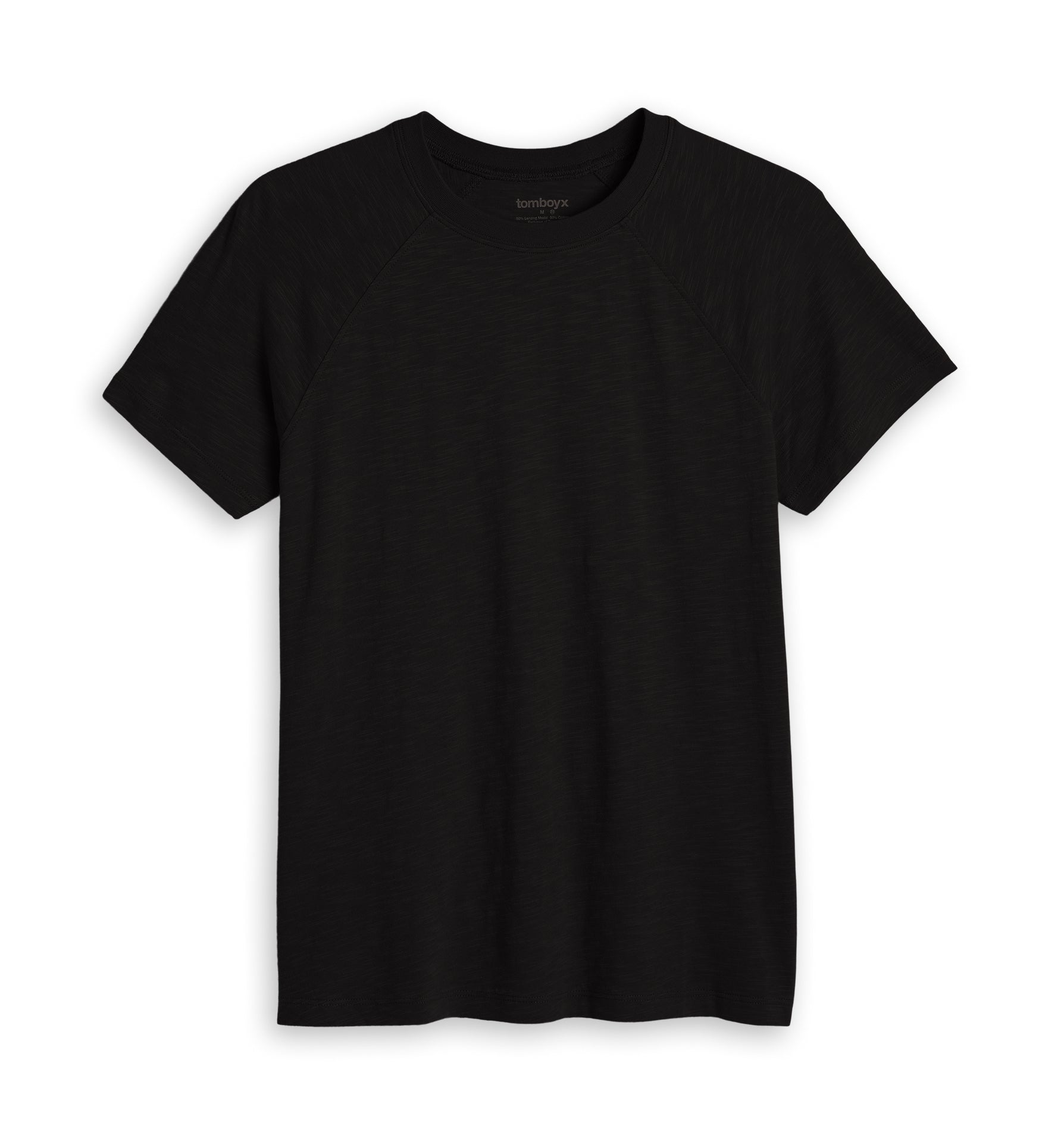 Short Sleeve Jersey Slub Raglan Tee - Black