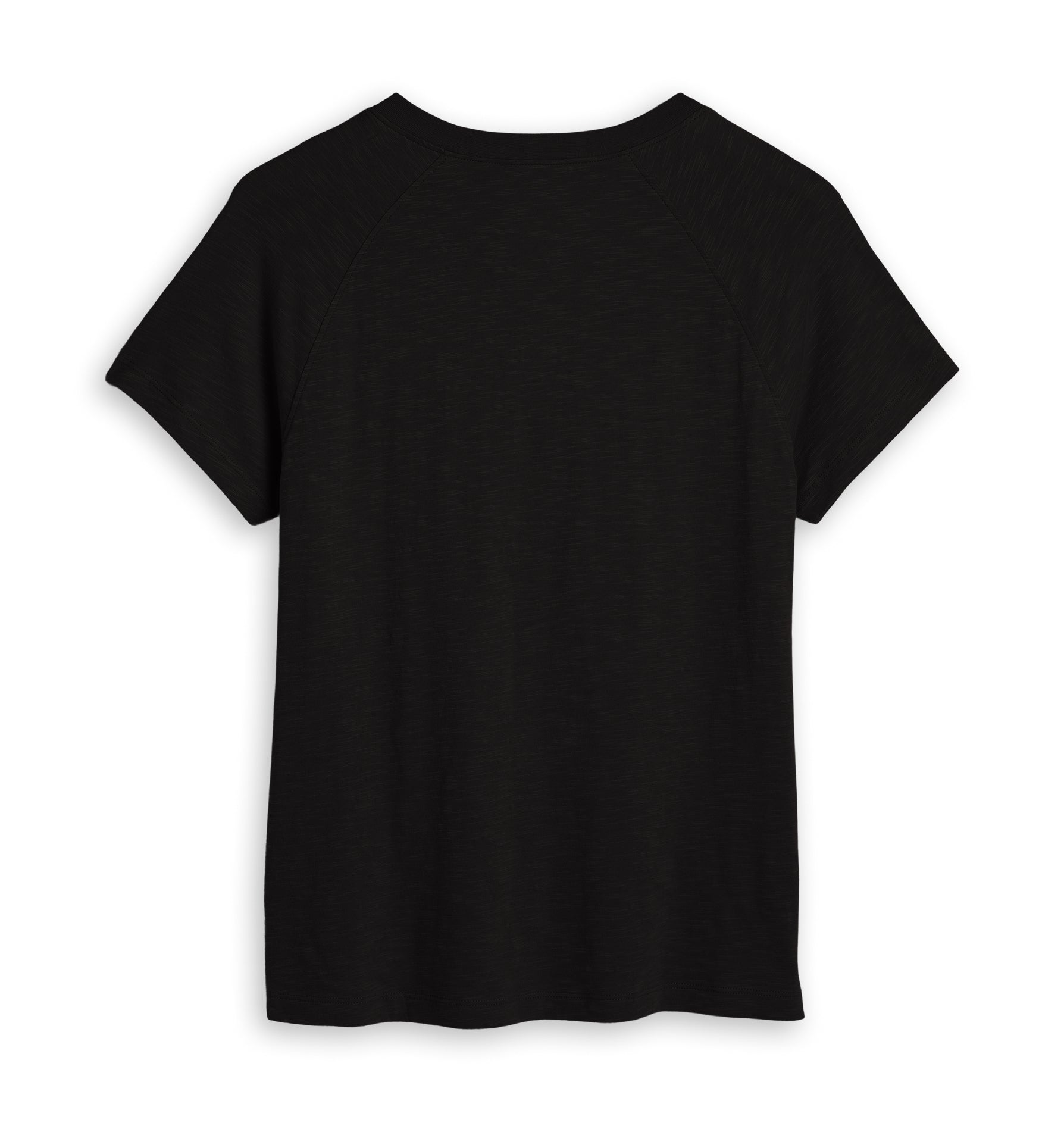 Short Sleeve Jersey Slub V Neck Tee - Black