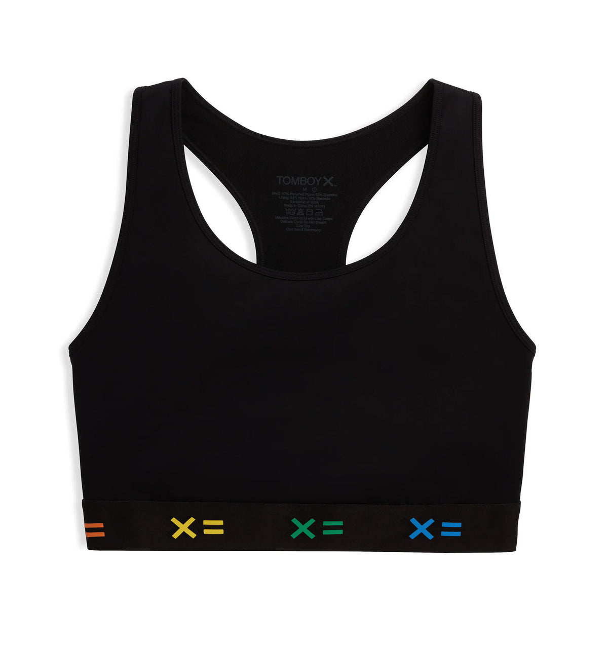 tomboyx Racerback Compression Top - Black with Rainbow Detail