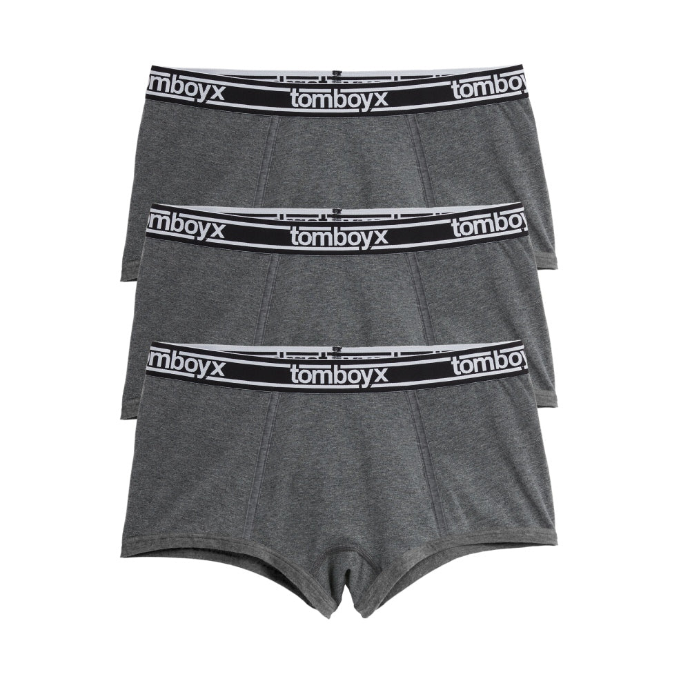 Boy Shorts 3-Pack - Cotton Charcoal Logo