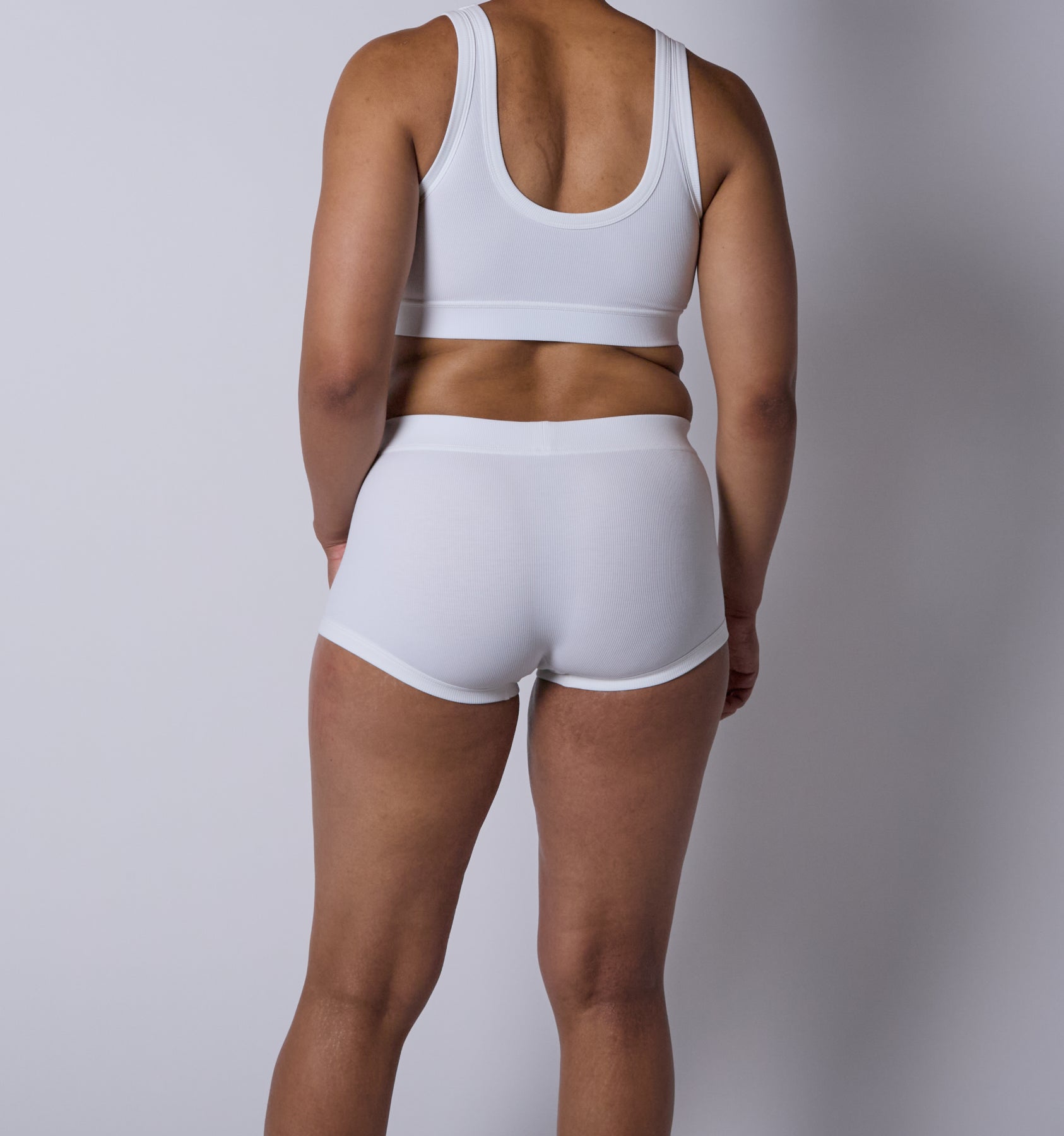 Bamboo Rib Boy Shorts - White