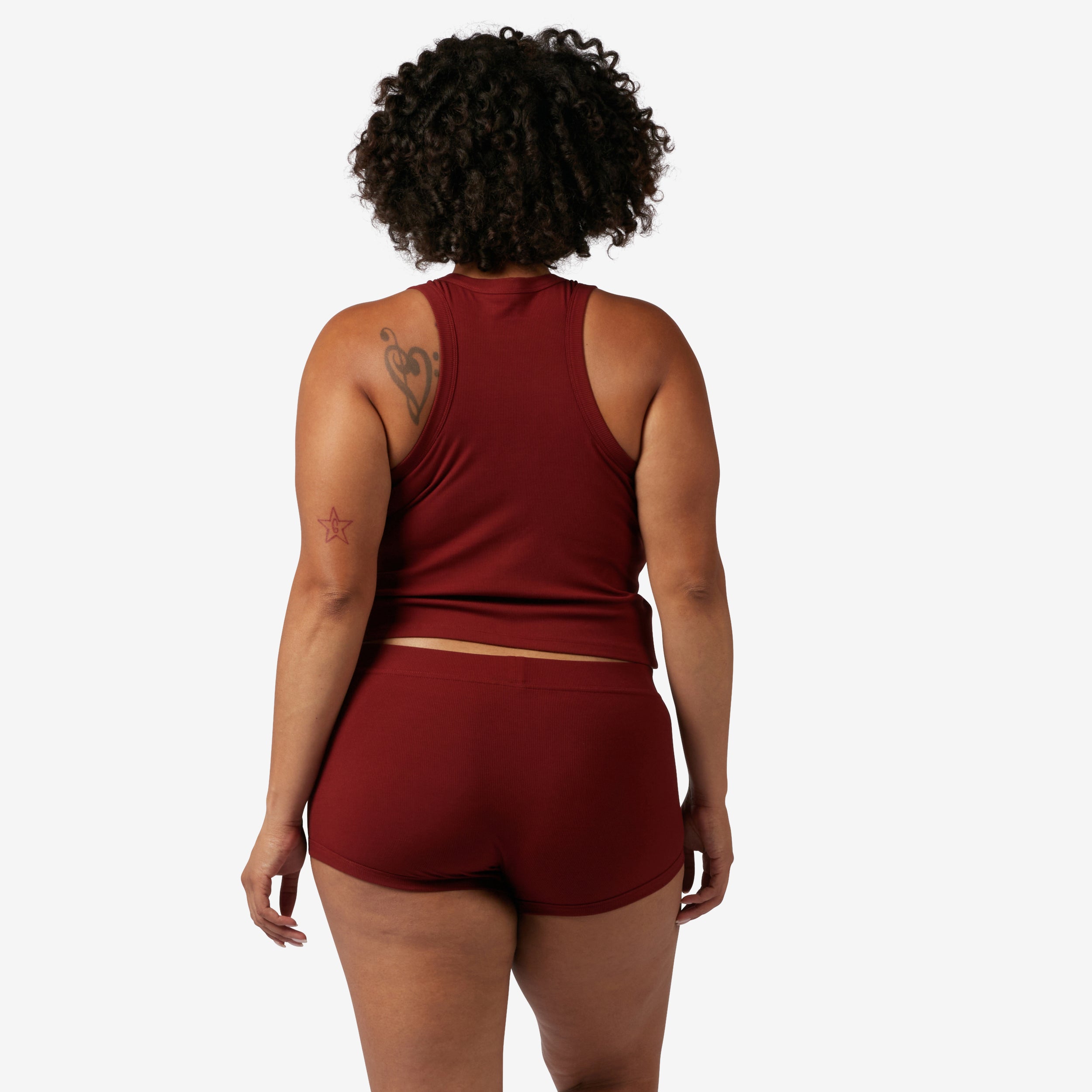 Bamboo Rib Boy Shorts - Burgundy