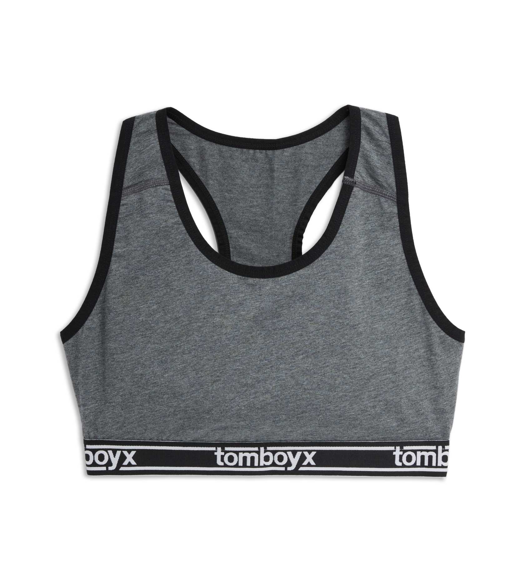 TomboyX Sports Bra, Low Impact Support, Wirefree Athletic Strappy Back Top,  Womens Plus-Size Inclusive Bras, (XS-6X) Smoke 5X Large