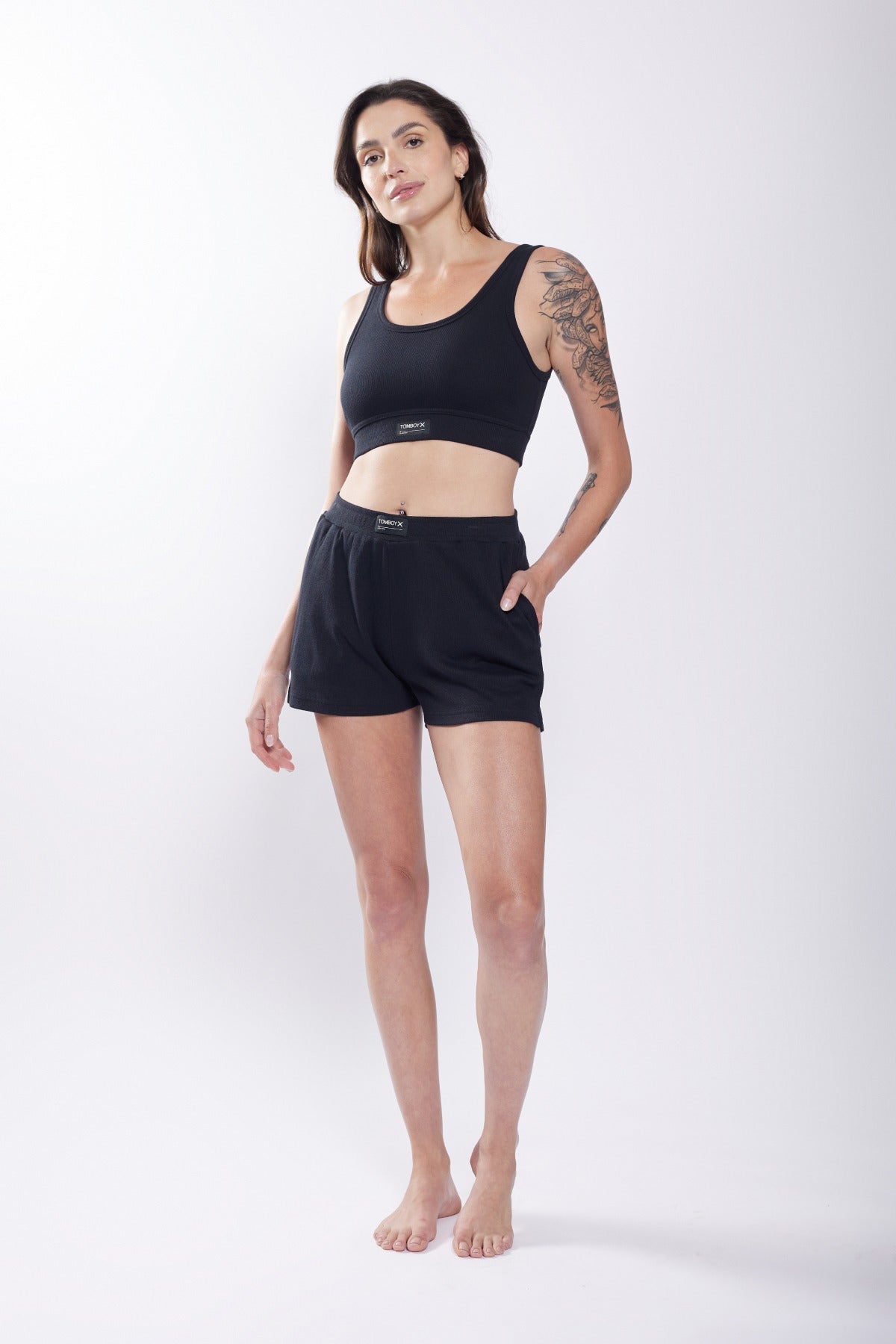 Organic Cotton Rib Boxer Shorts - Black