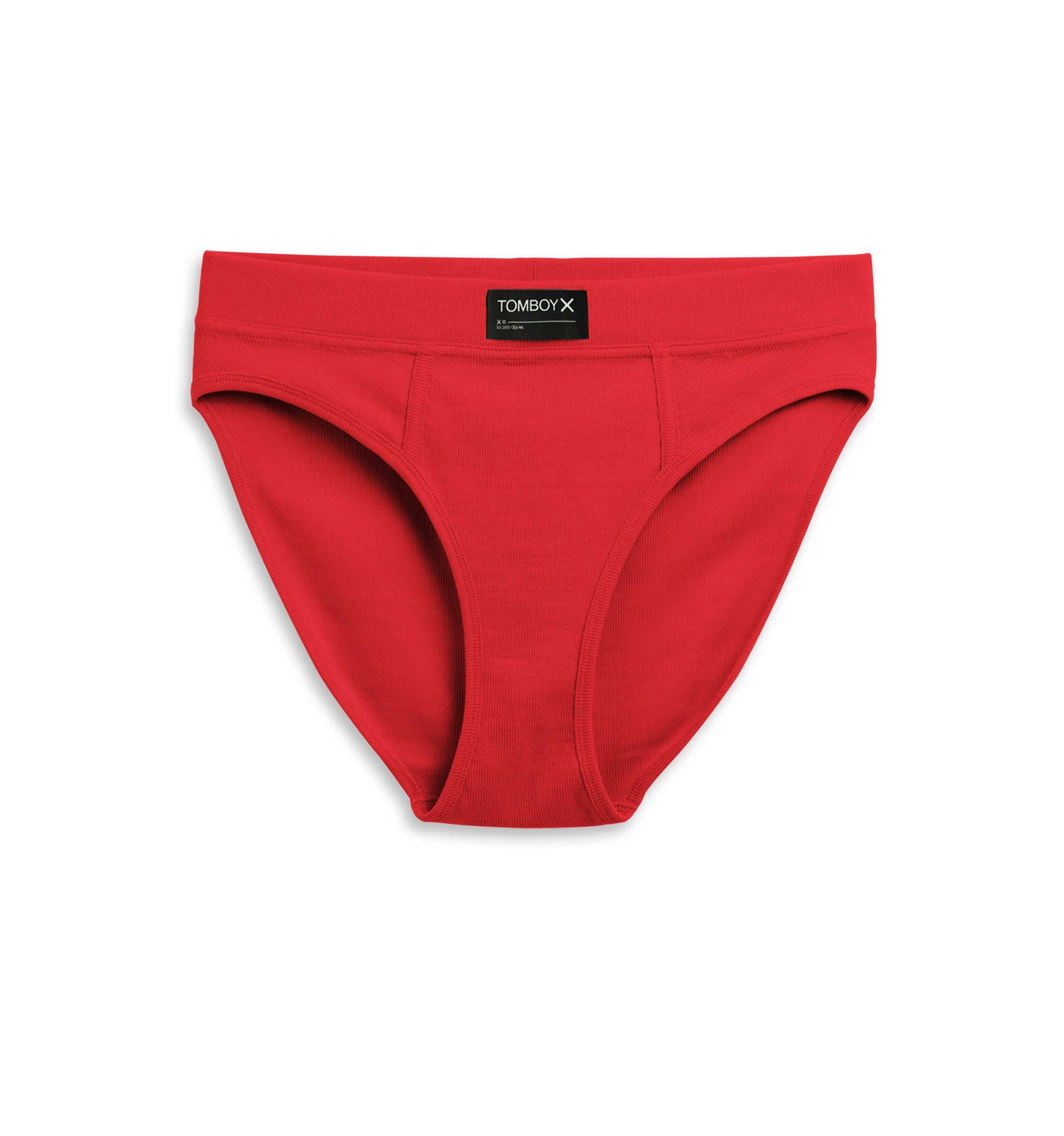 Organic Cotton Rib High Waisted Bikini - Fiery Red