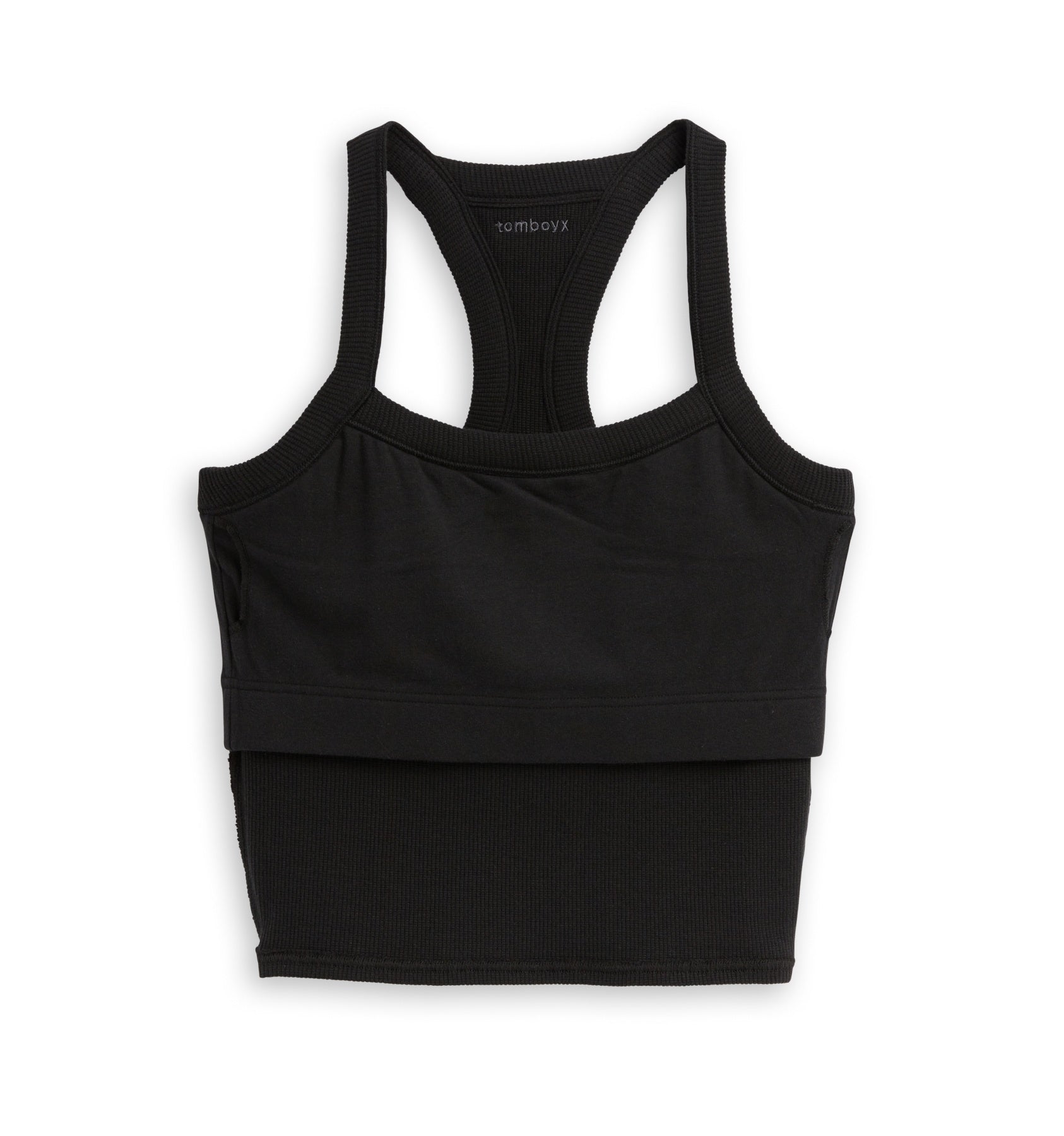 Organic Cotton Waffle Bra Top - Black