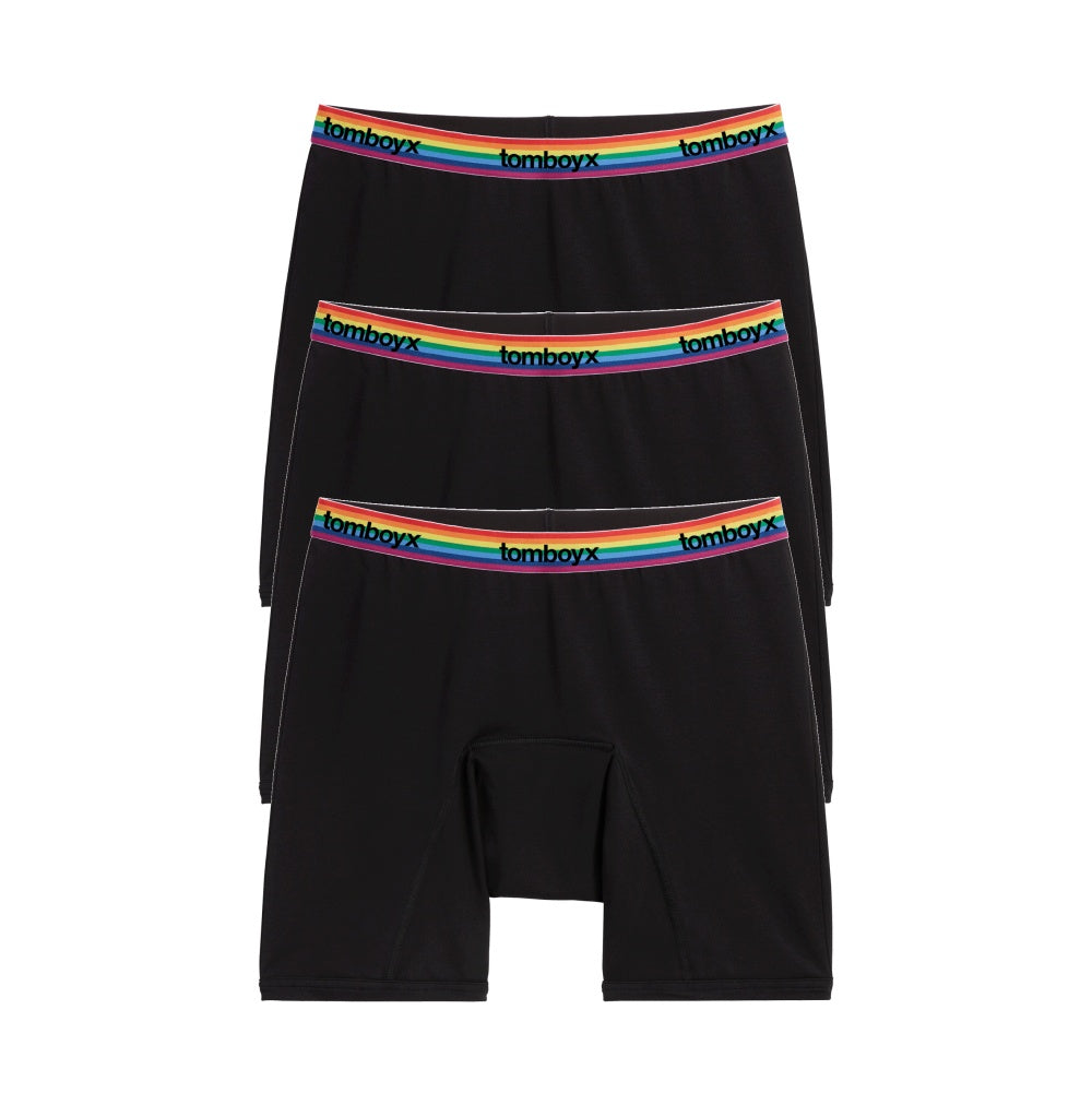 First Line Period 9" Boxer Briefs 3 Pack Rainbow Logo