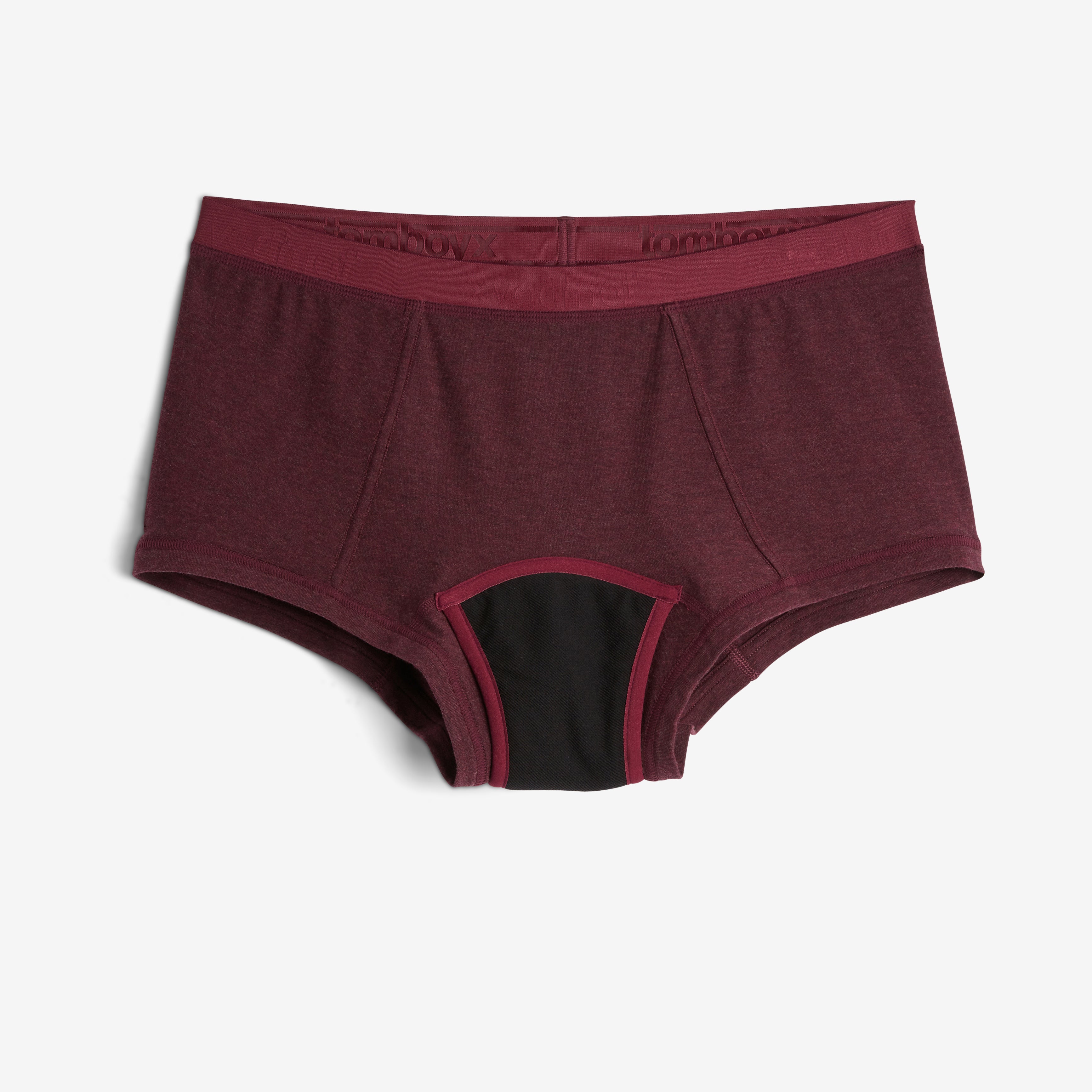First Line Period Boy Shorts - Black Cherry Heather
