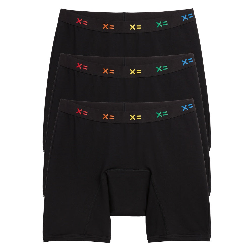 First Line Period 9" Boxer Briefs 3 Pack X= Rainbow