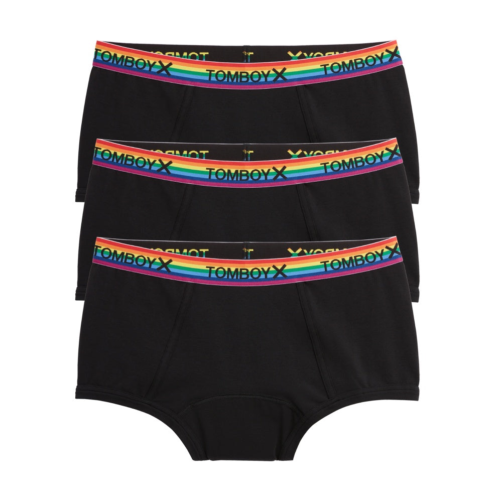 First Line Period Boy Shorts 3-Pack - Black Rainbow – TomboyX