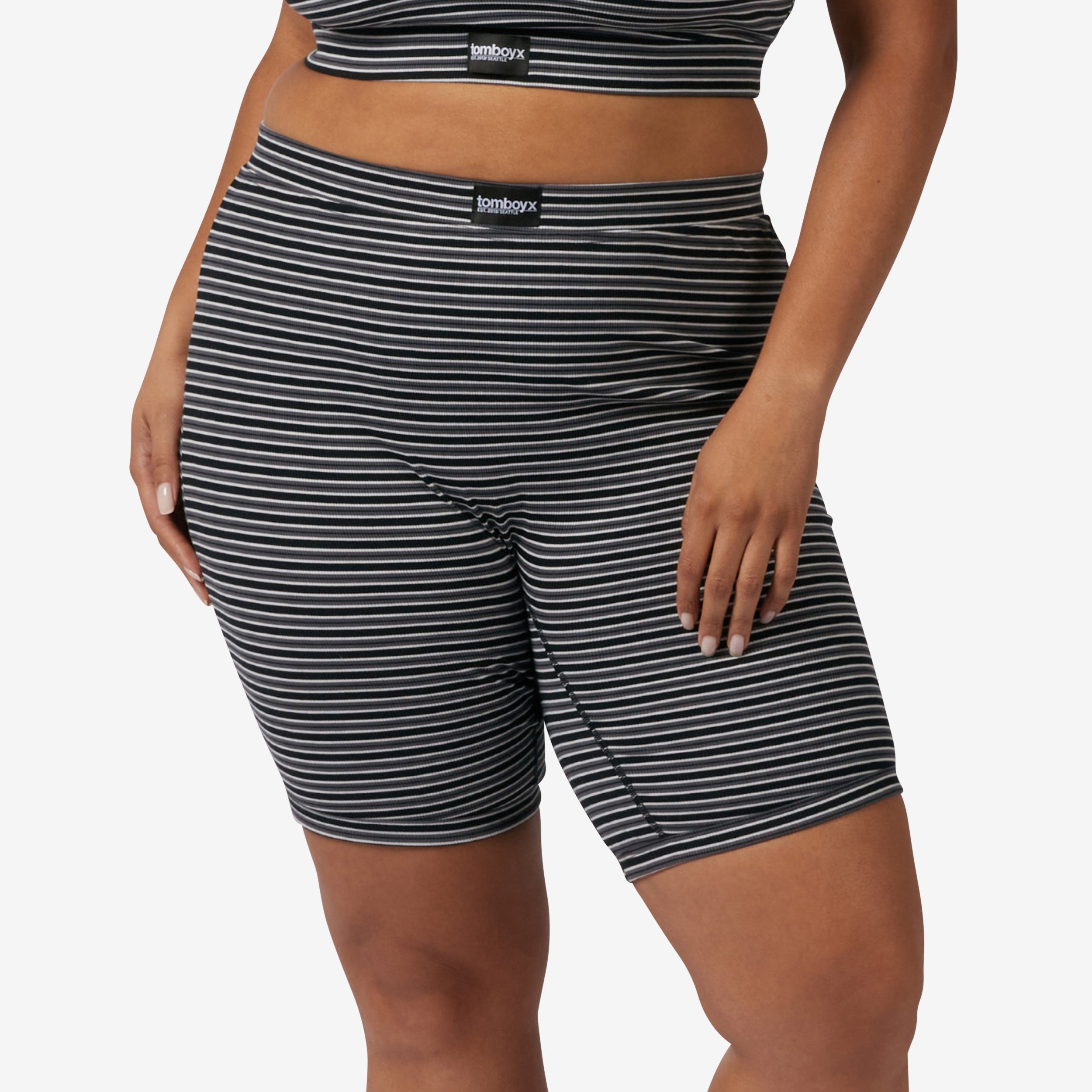 Bamboo Rib 9" Boxer Briefs - Icy Stripe