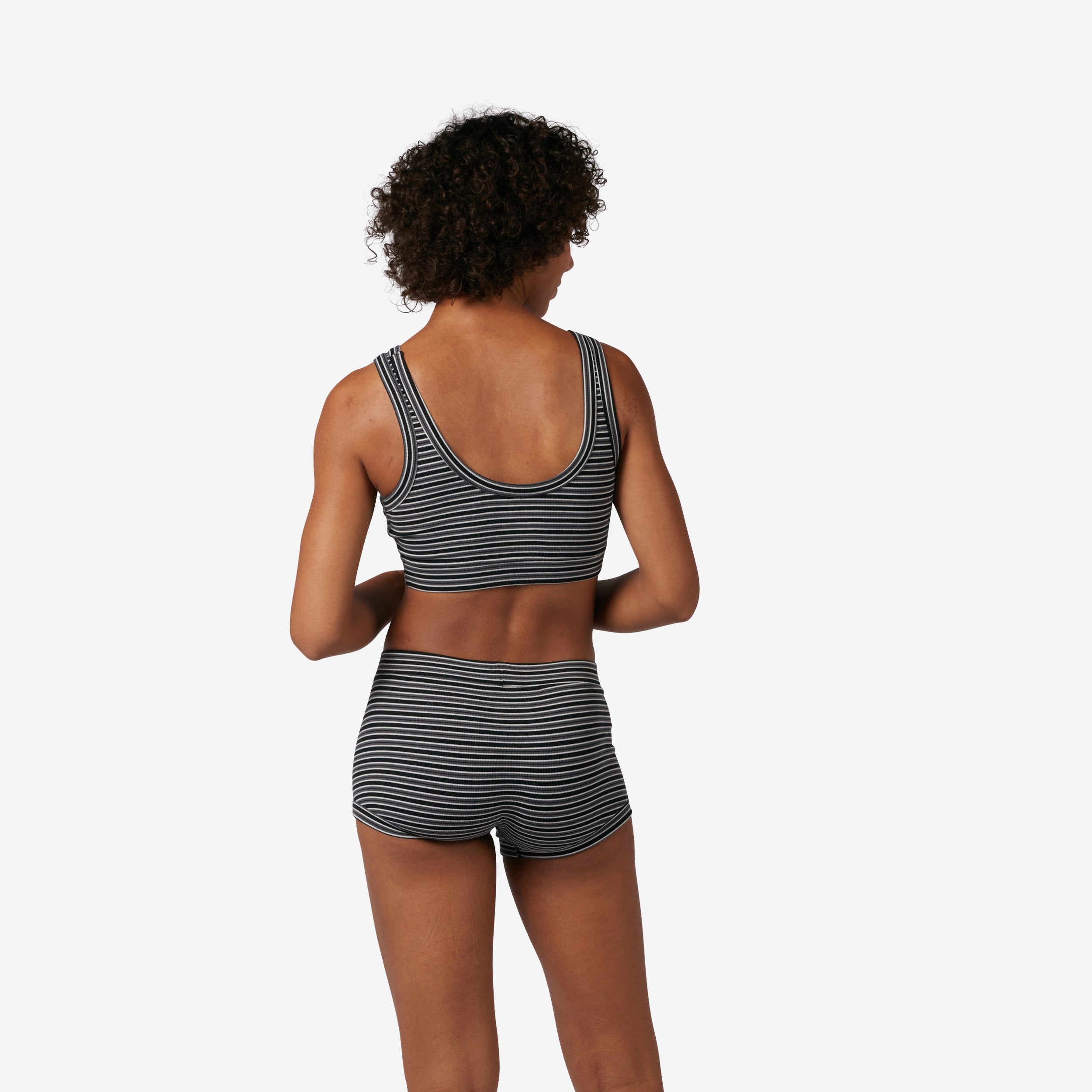 Bamboo Rib Boy Shorts - Icy Stripe