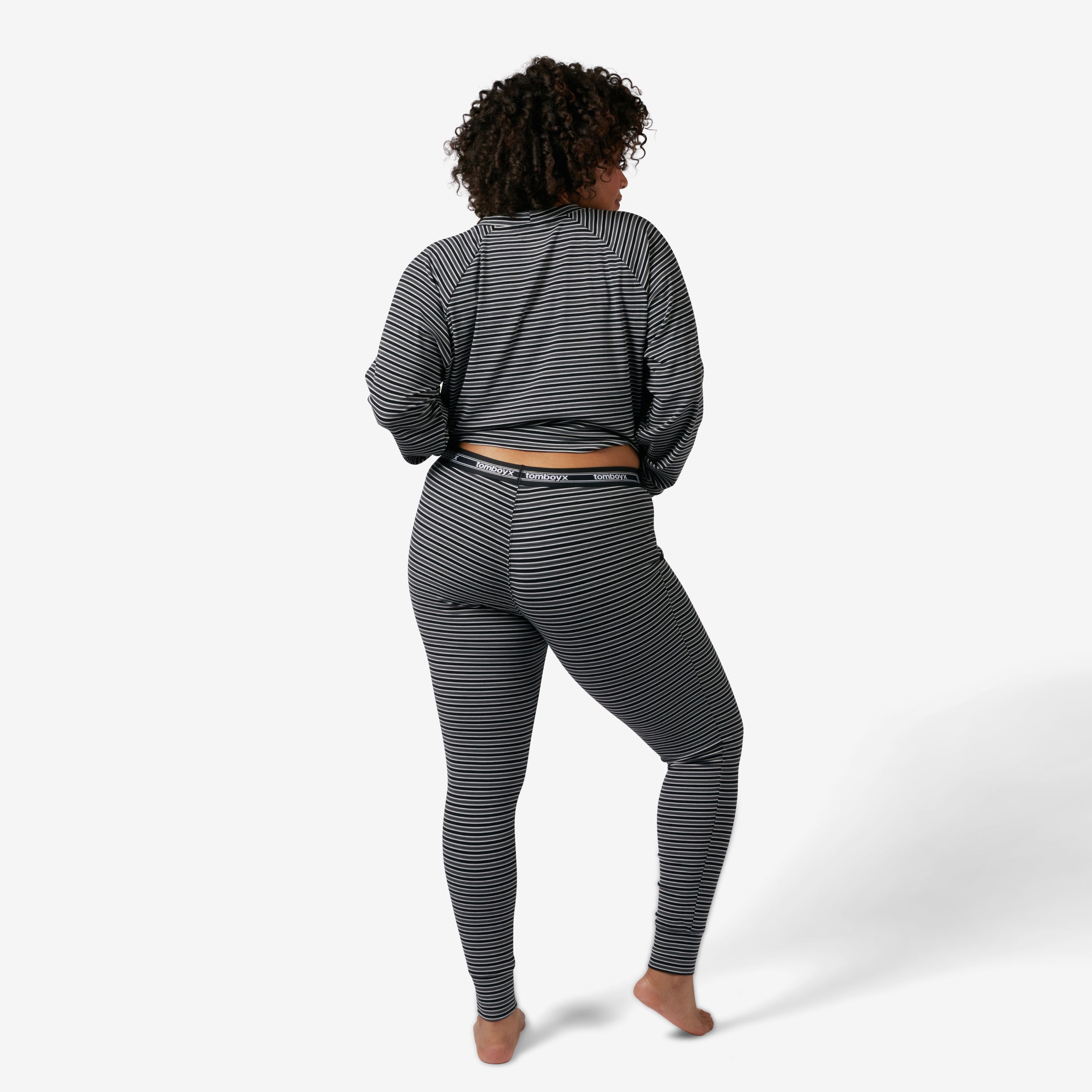 Bamboo Rib Long John - Icy Stripe