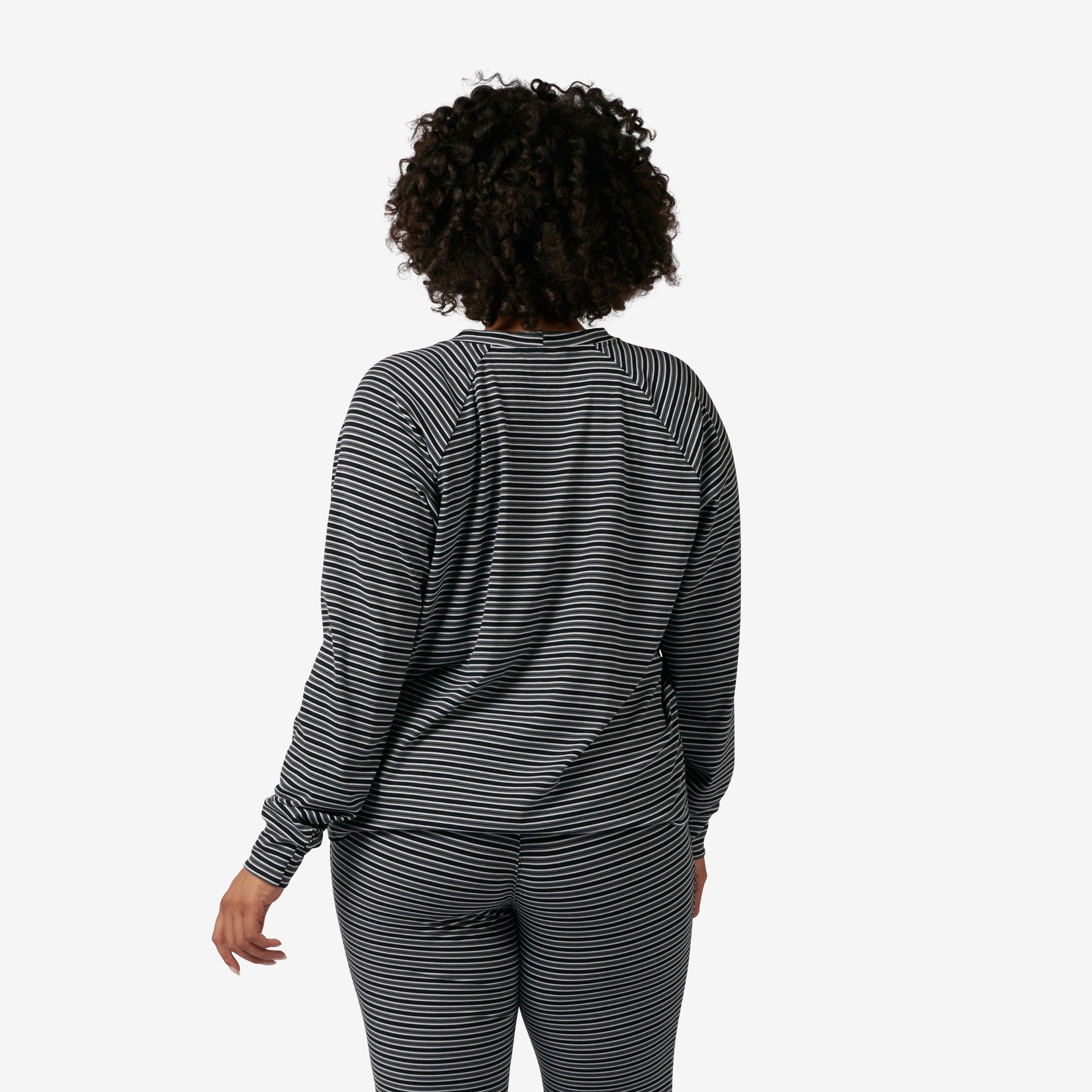 Bamboo Rib Long Sleeve Henley - Icy Stripe