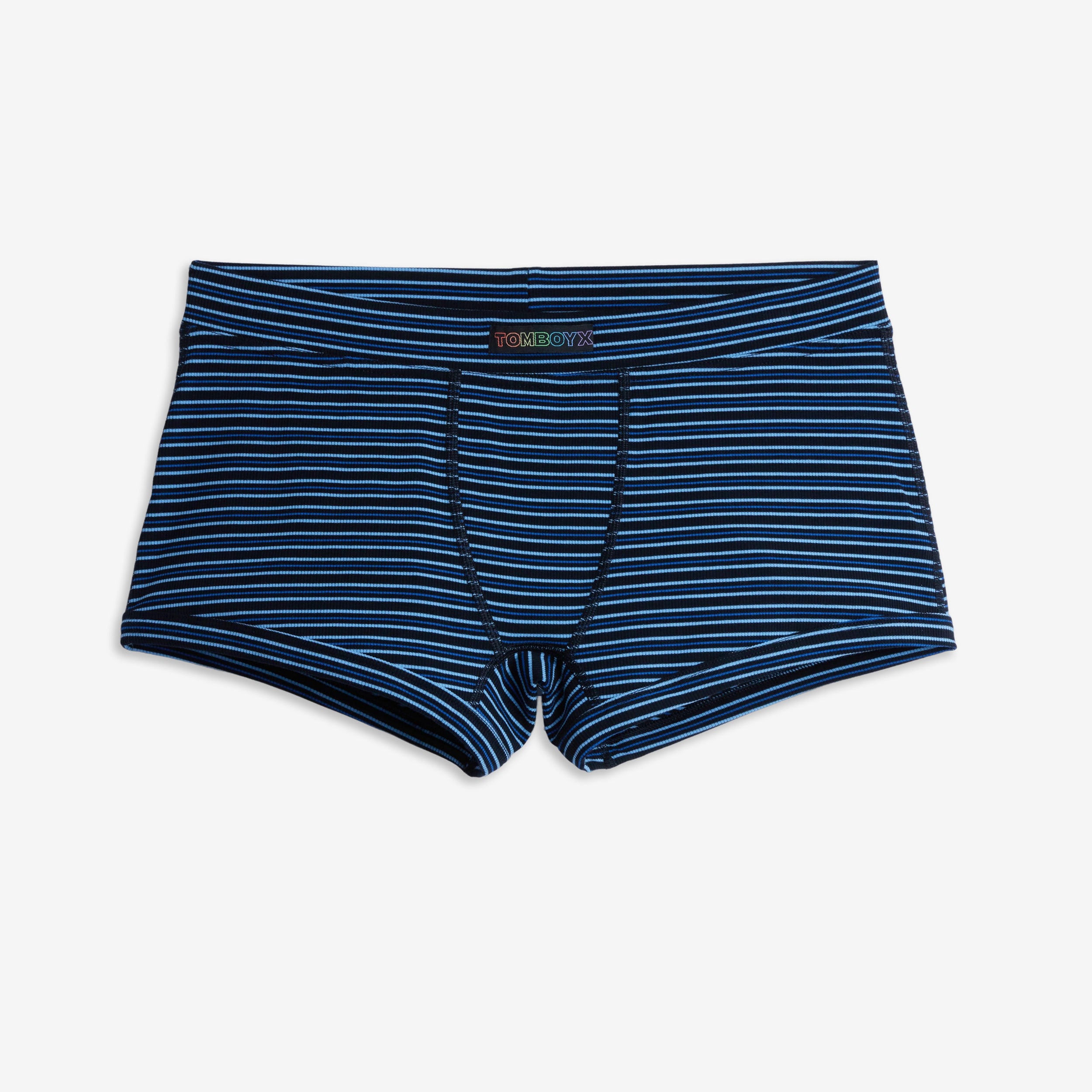 Bamboo Rib Boy Shorts - Ink Blue Stripe
