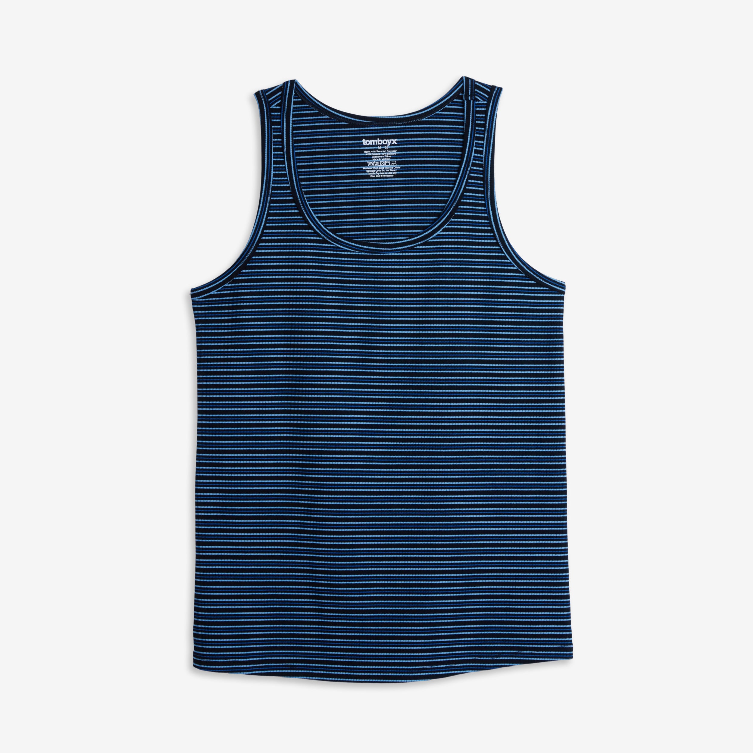 Bamboo Rib Tank - Ink Blue Stripe