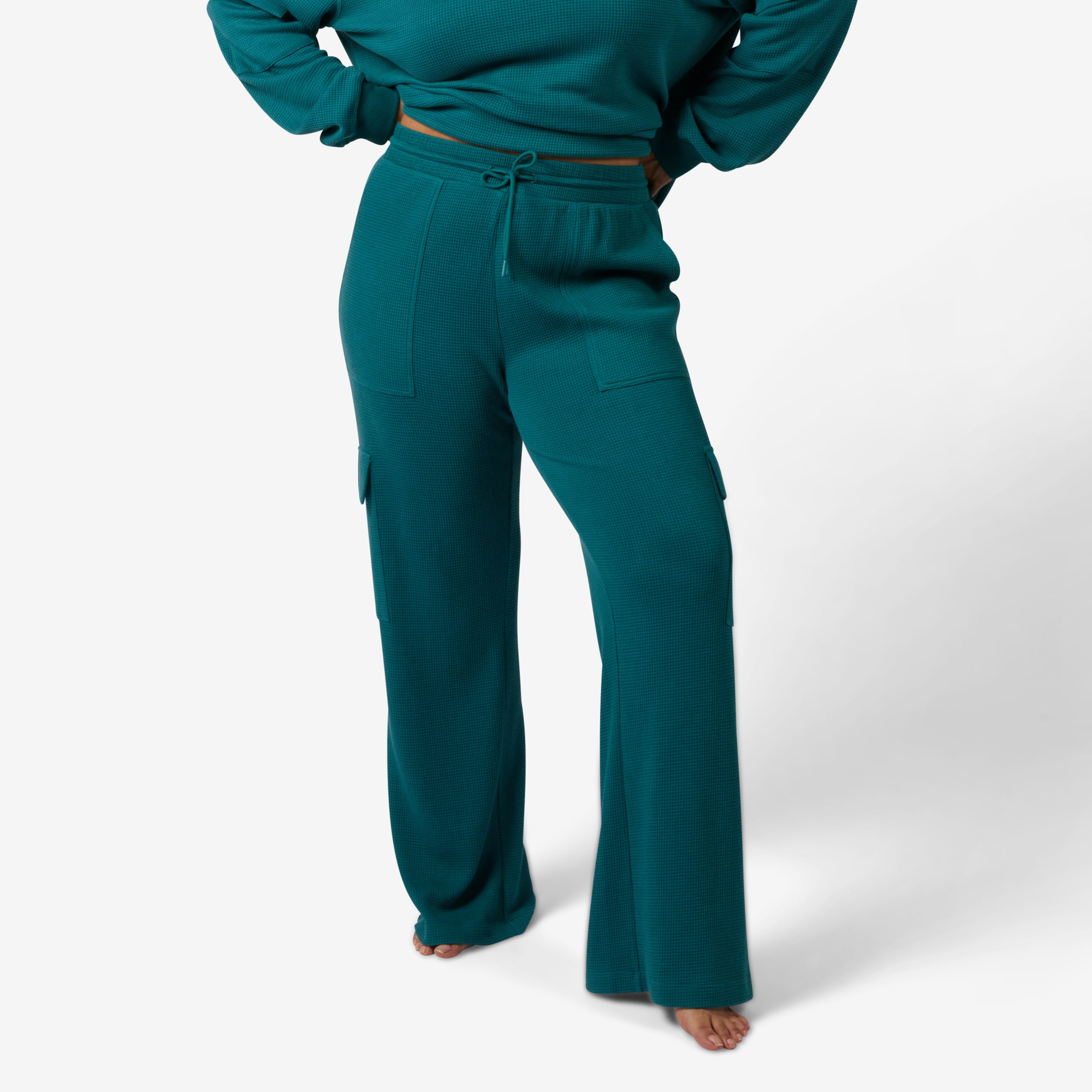 Modal Cloud Waffle Cargo Pant - Jaded Teal