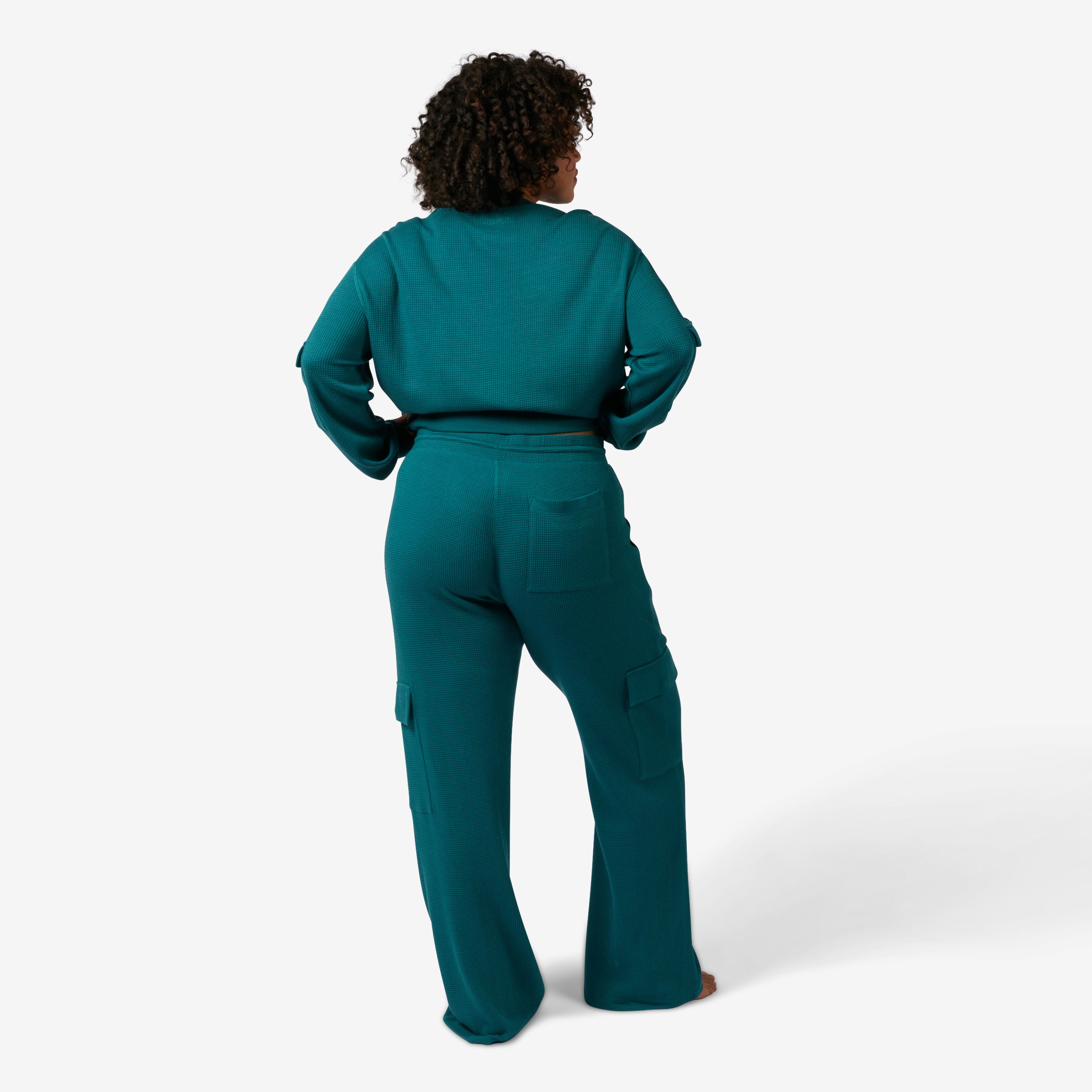 Modal Cloud Waffle Cargo Pant - Jaded Teal