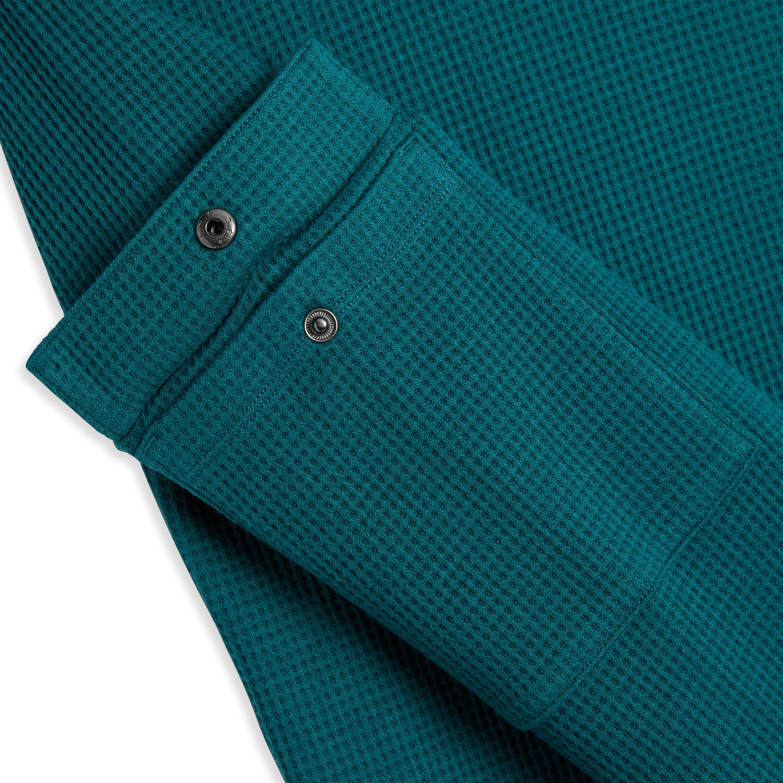 Modal Cloud Waffle Long Sleeve Cargo Crew - Jaded Teal