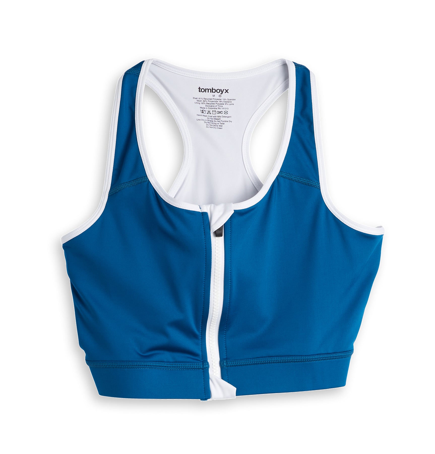 Swim Racerback Zip Compression Top - Marina Blue