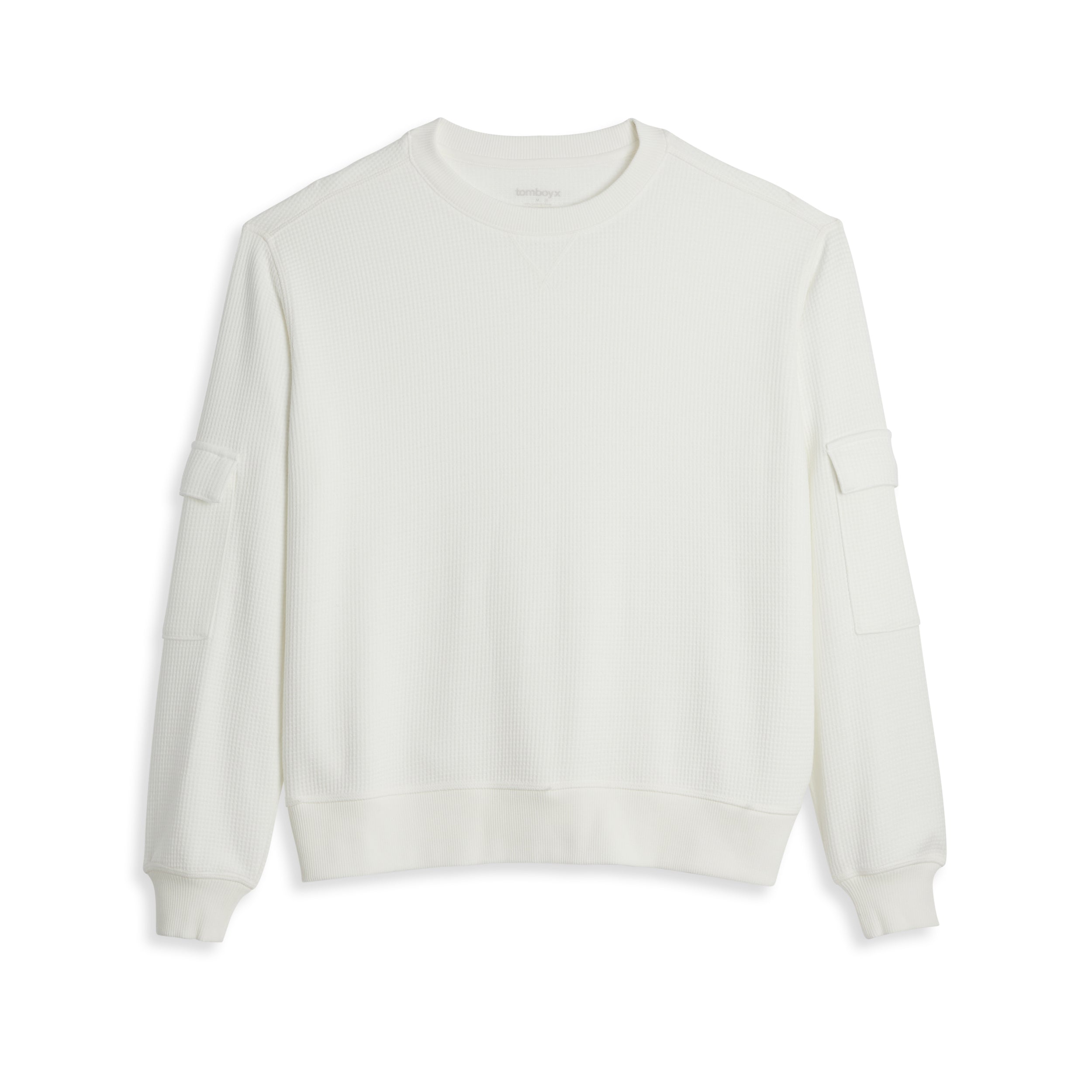 Modal Cloud Waffle Long Sleeve Cargo Crew - Natural