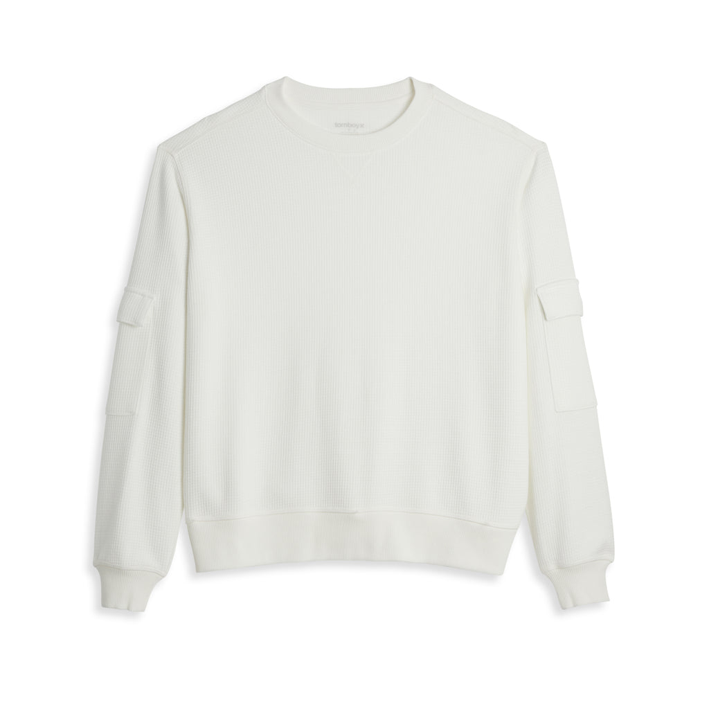 Modal Cloud Waffle Long Sleeve Cargo Crew