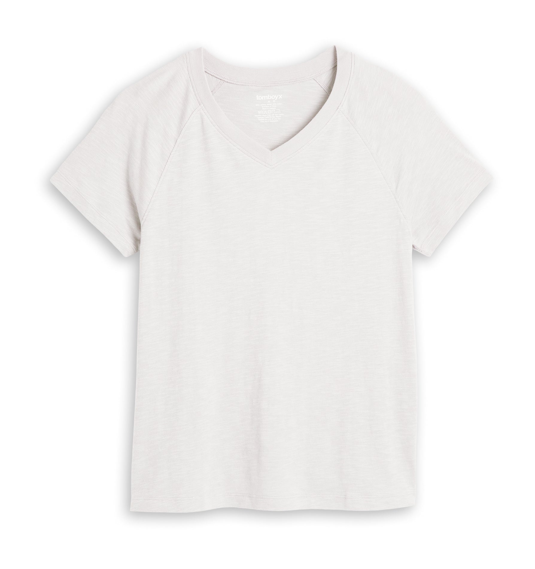 Short Sleeve Jersey Slub V Neck Tee - Natural