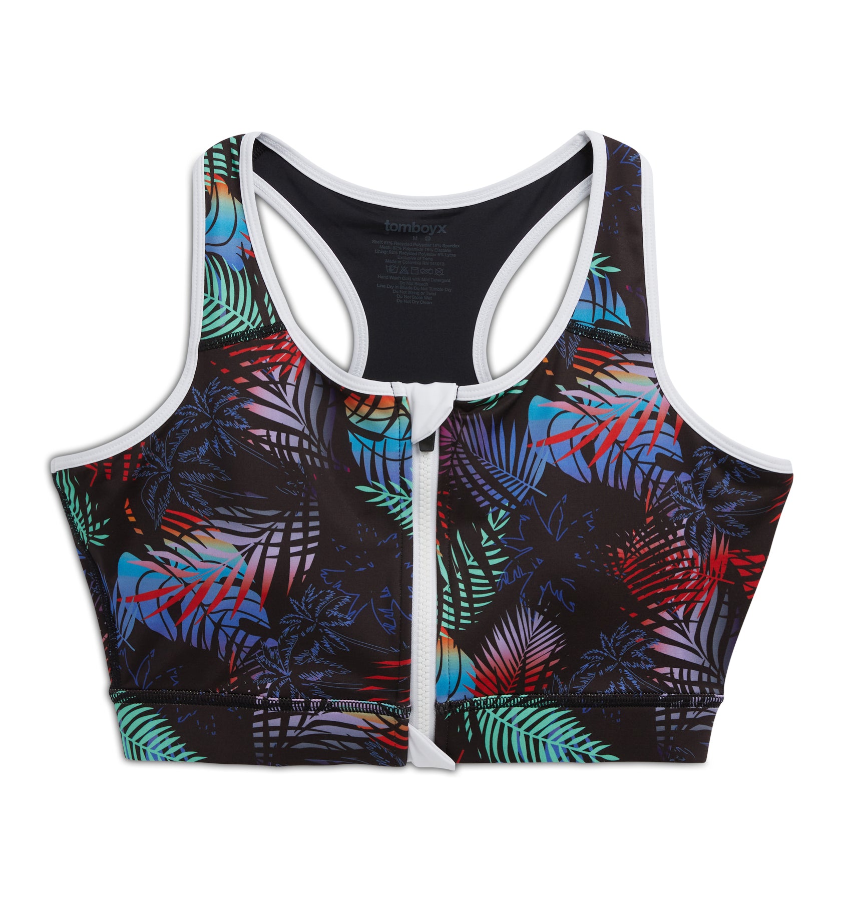 Swim Racerback Zip Compression Top - Palm Dreams