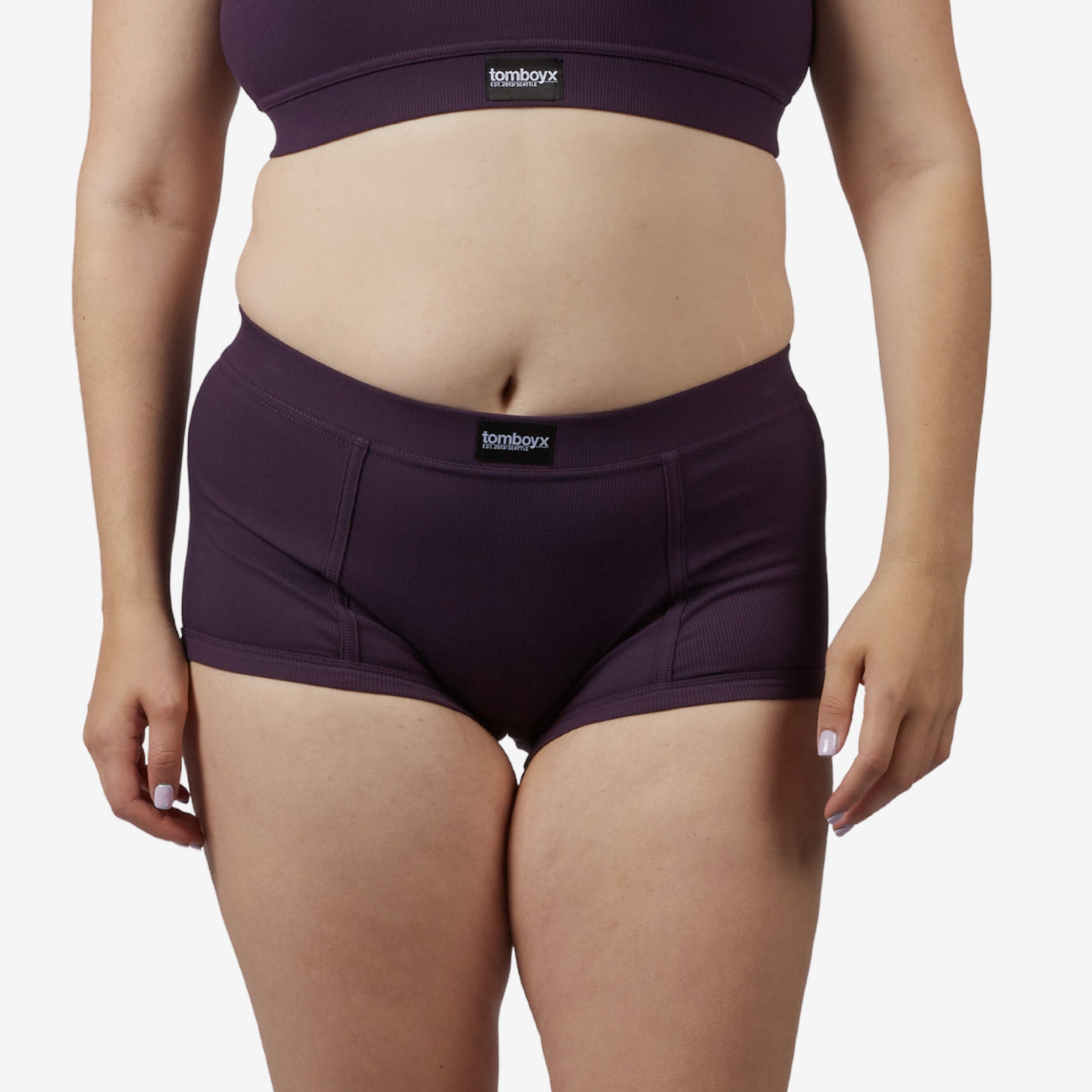 Bamboo Rib Boy Shorts - Plum