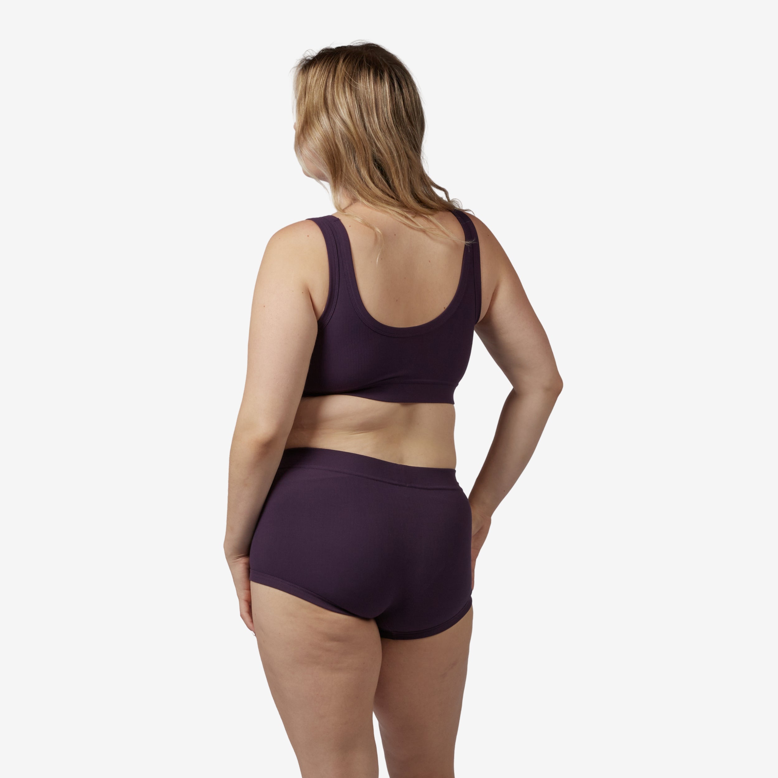 Bamboo Rib Boy Shorts - Plum