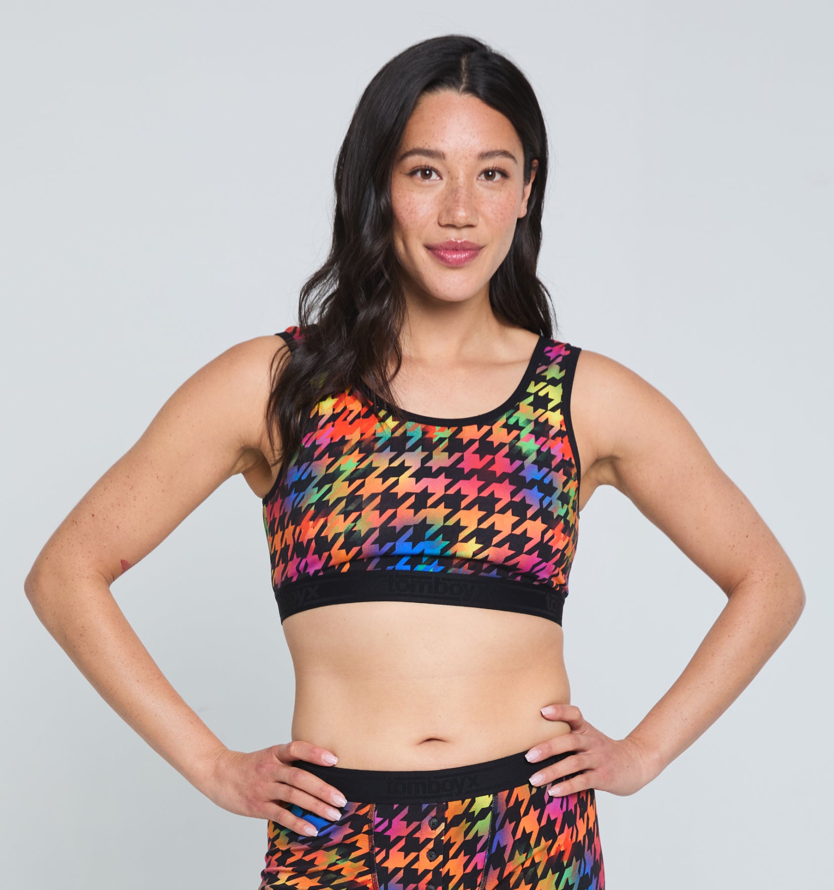 Essentials Soft Bra - Rainbow Houndstooth