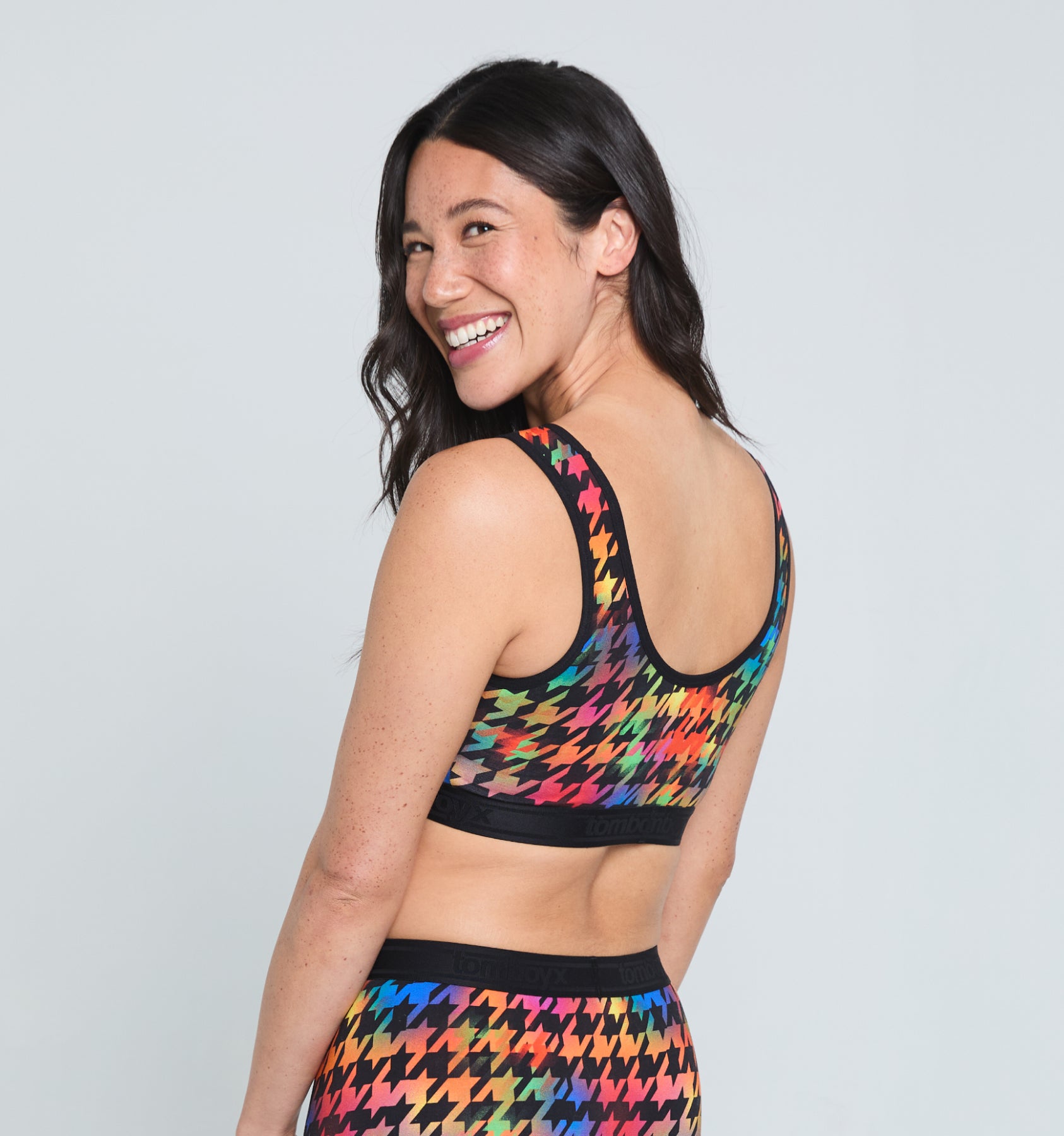 Essentials Soft Bra - Rainbow Houndstooth