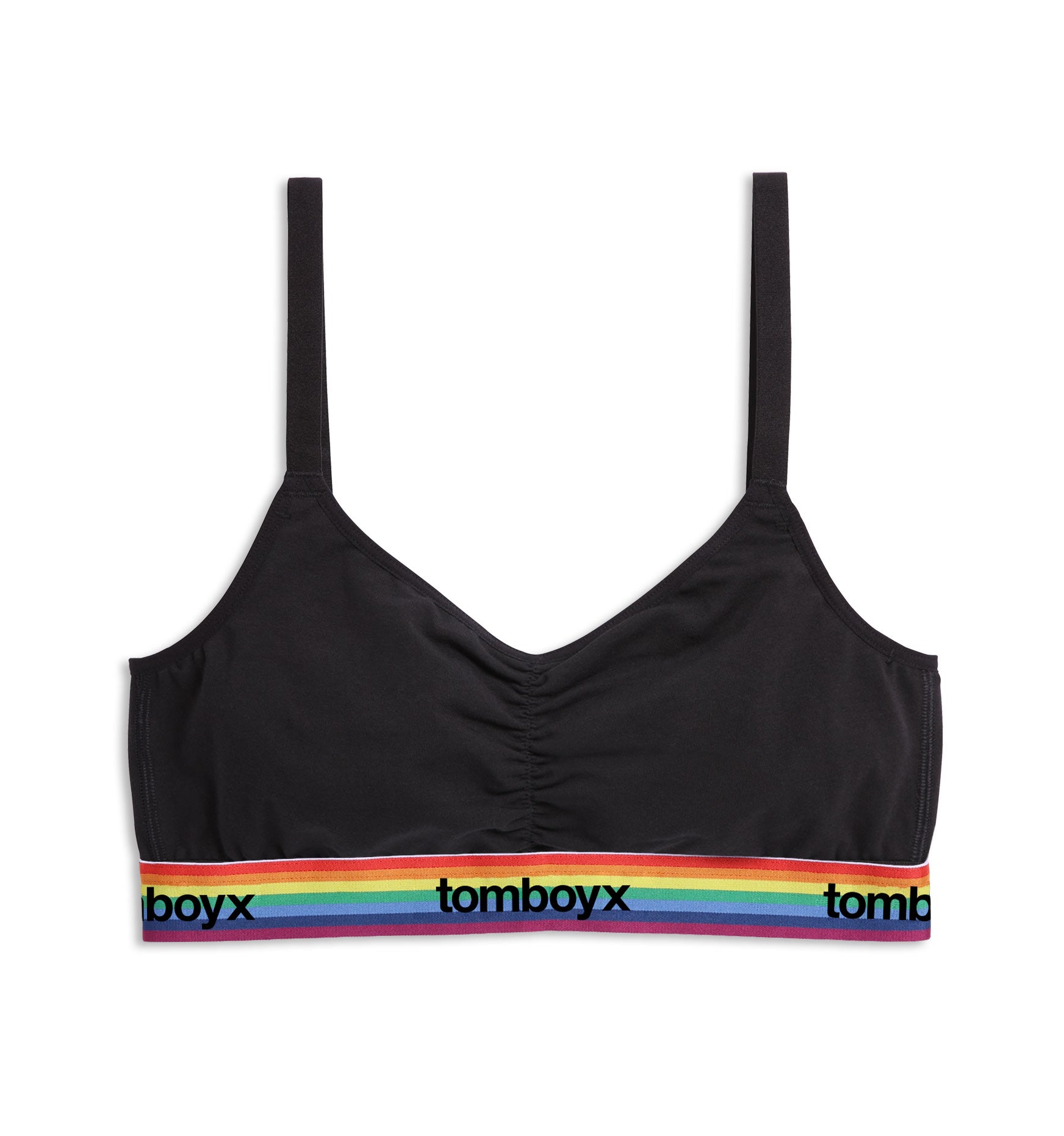 V Neck Bralette - Black Rainbow Logo