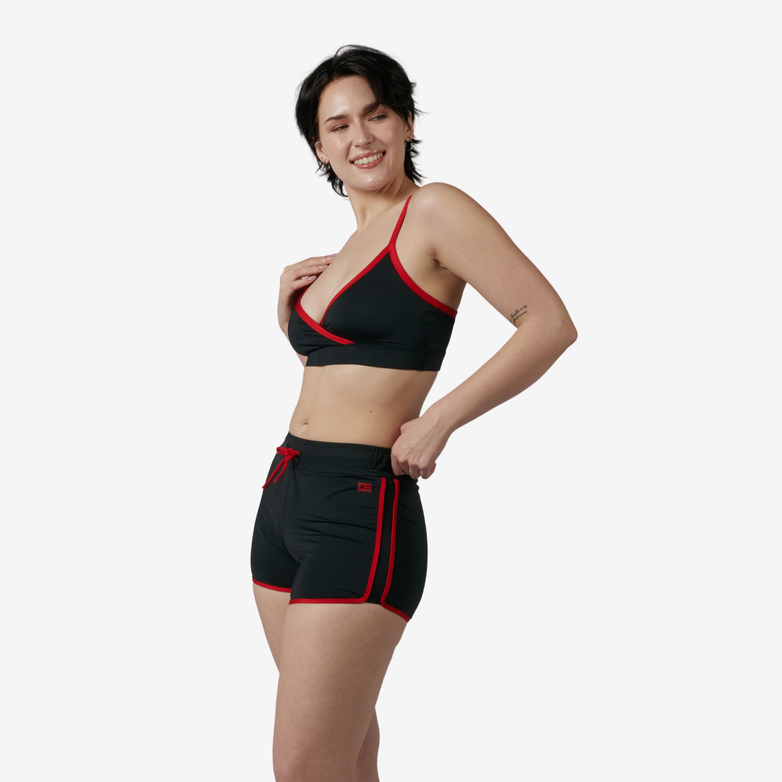 Swim High Waisted Boy Short - Red Edge