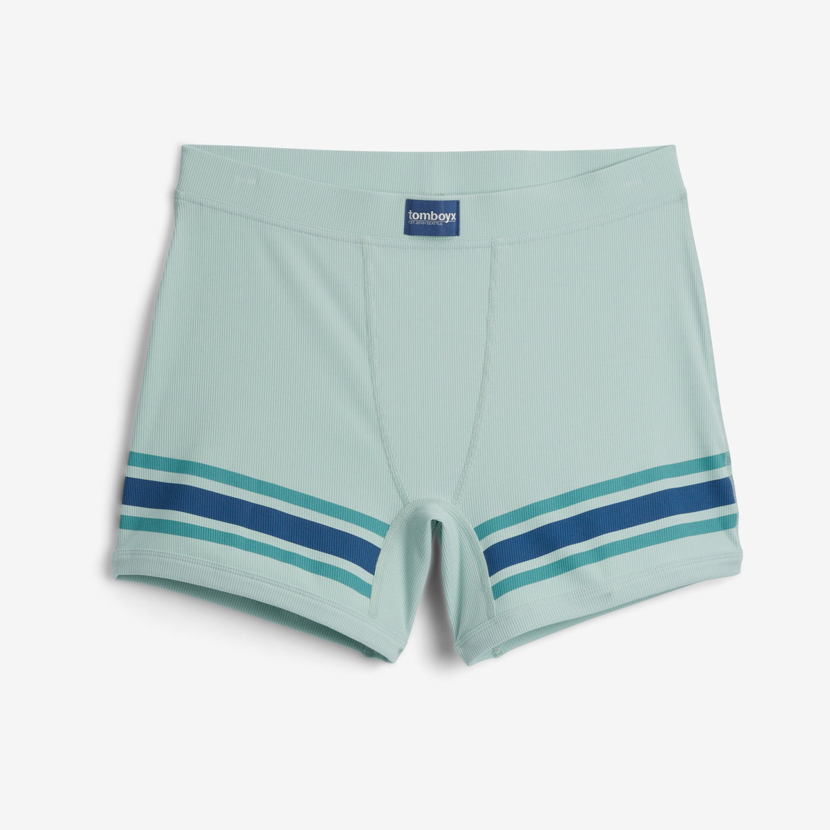 Bamboo Rib 4.5" Trunks - Retro Stripe Blue