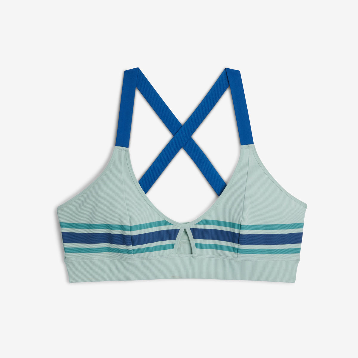 Bamboo Rib Lounge Bralette - Retro Stripe Blue