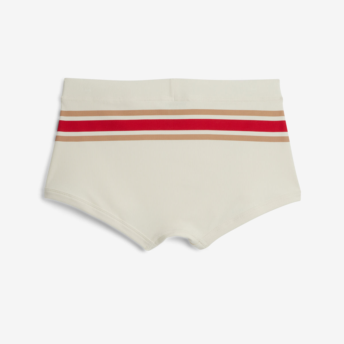 Bamboo Rib Boy Shorts - Retro Stripe Red