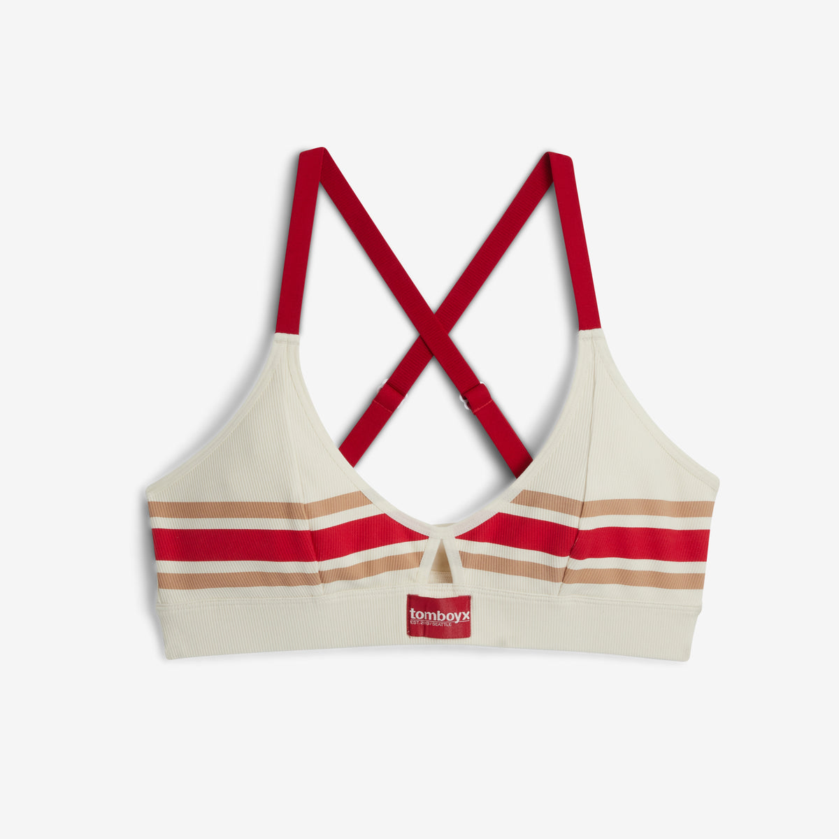 Bamboo Rib Lounge Bralette - Retro Stripe Red