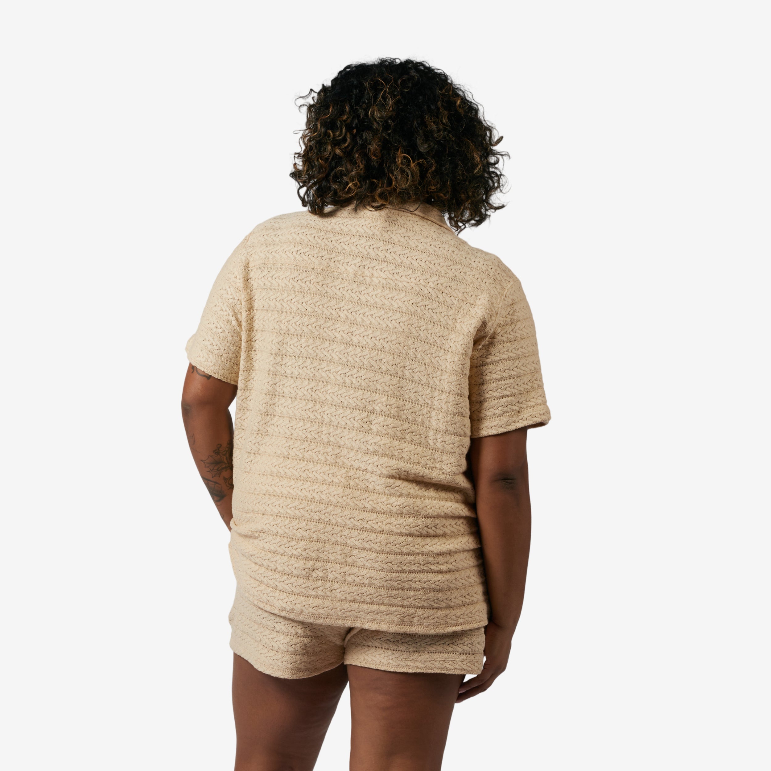 Crochet Cabana Shirt - Sandshell