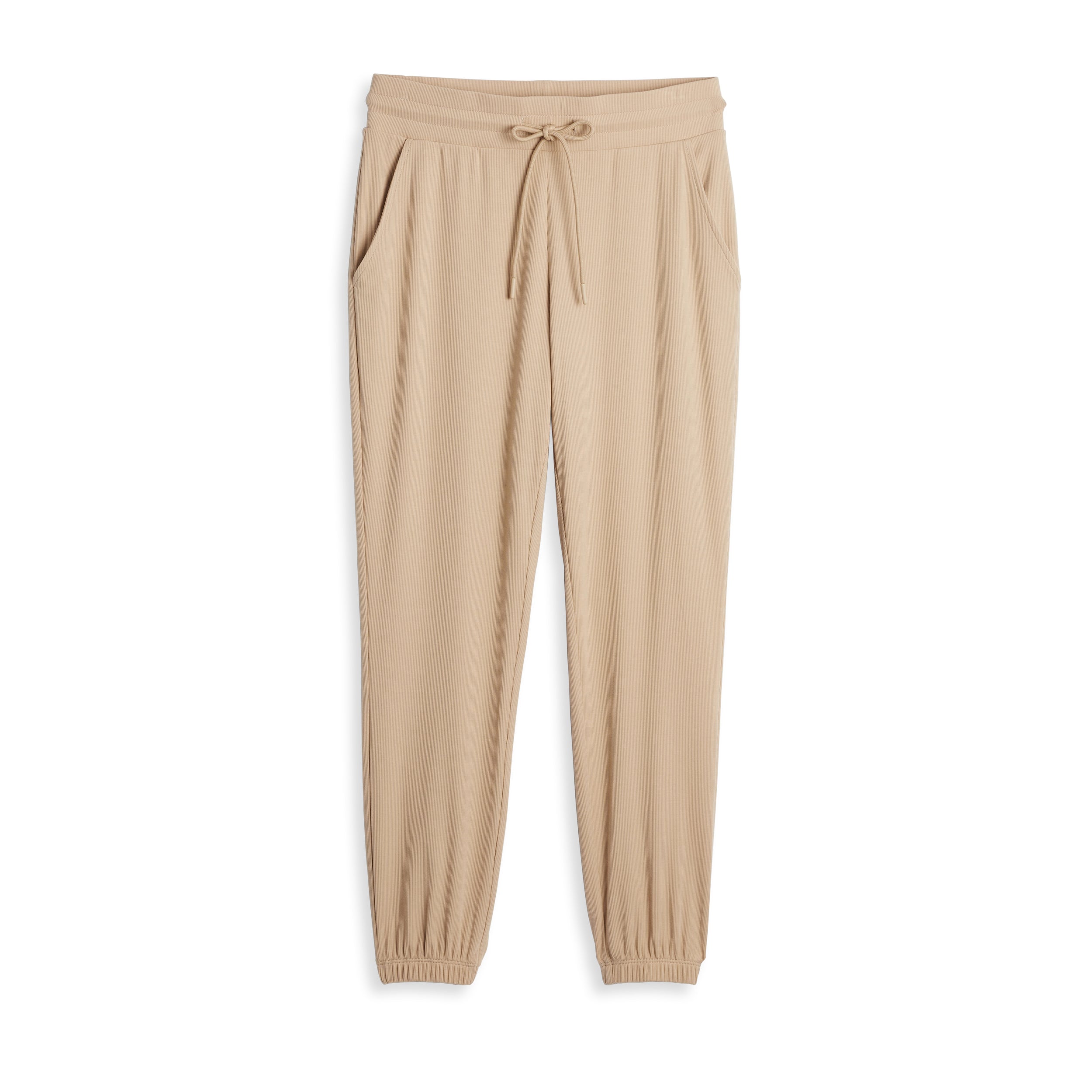 Bamboo Rib Drawstring Jogger - Taupe