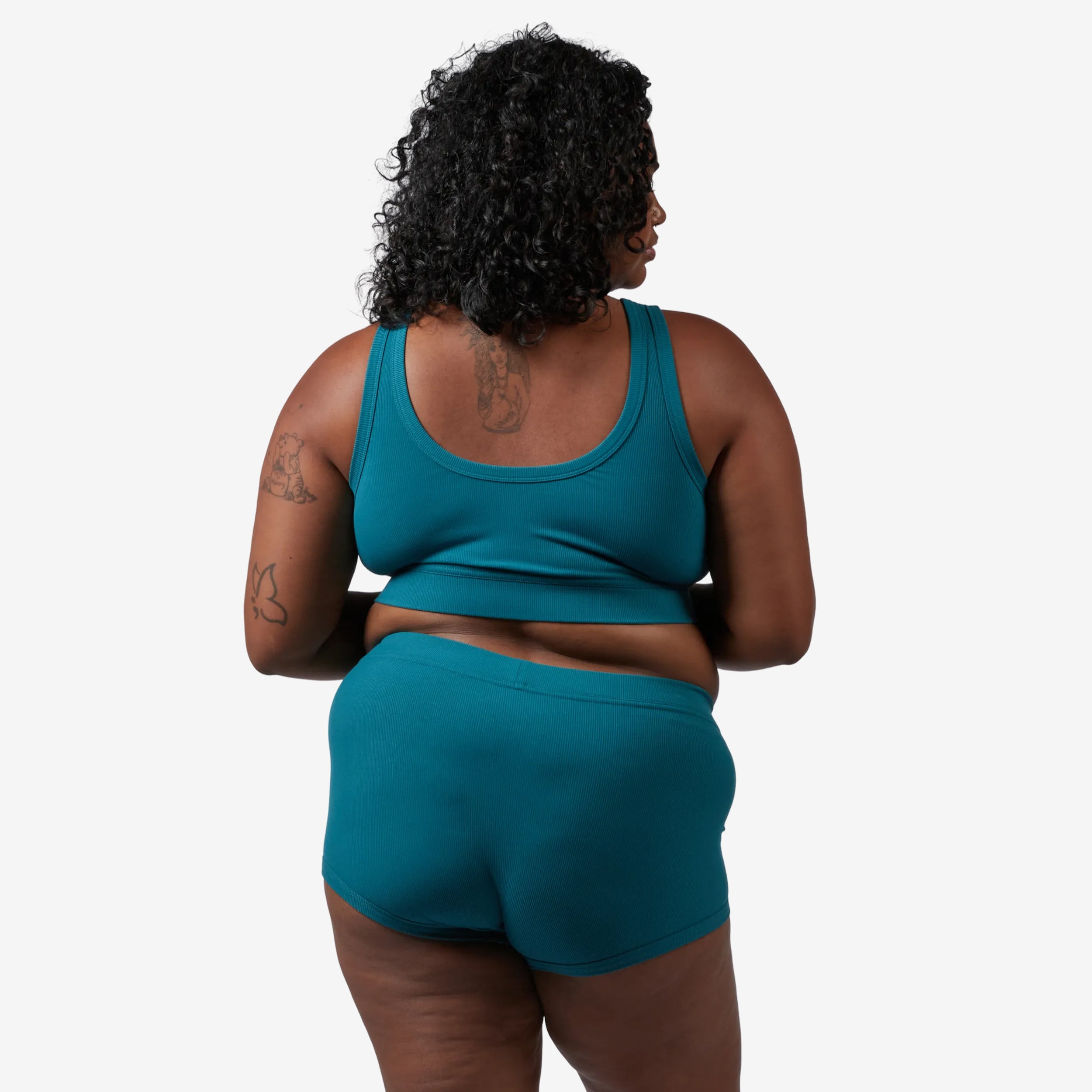Bamboo Rib Boy Shorts - Teal Time