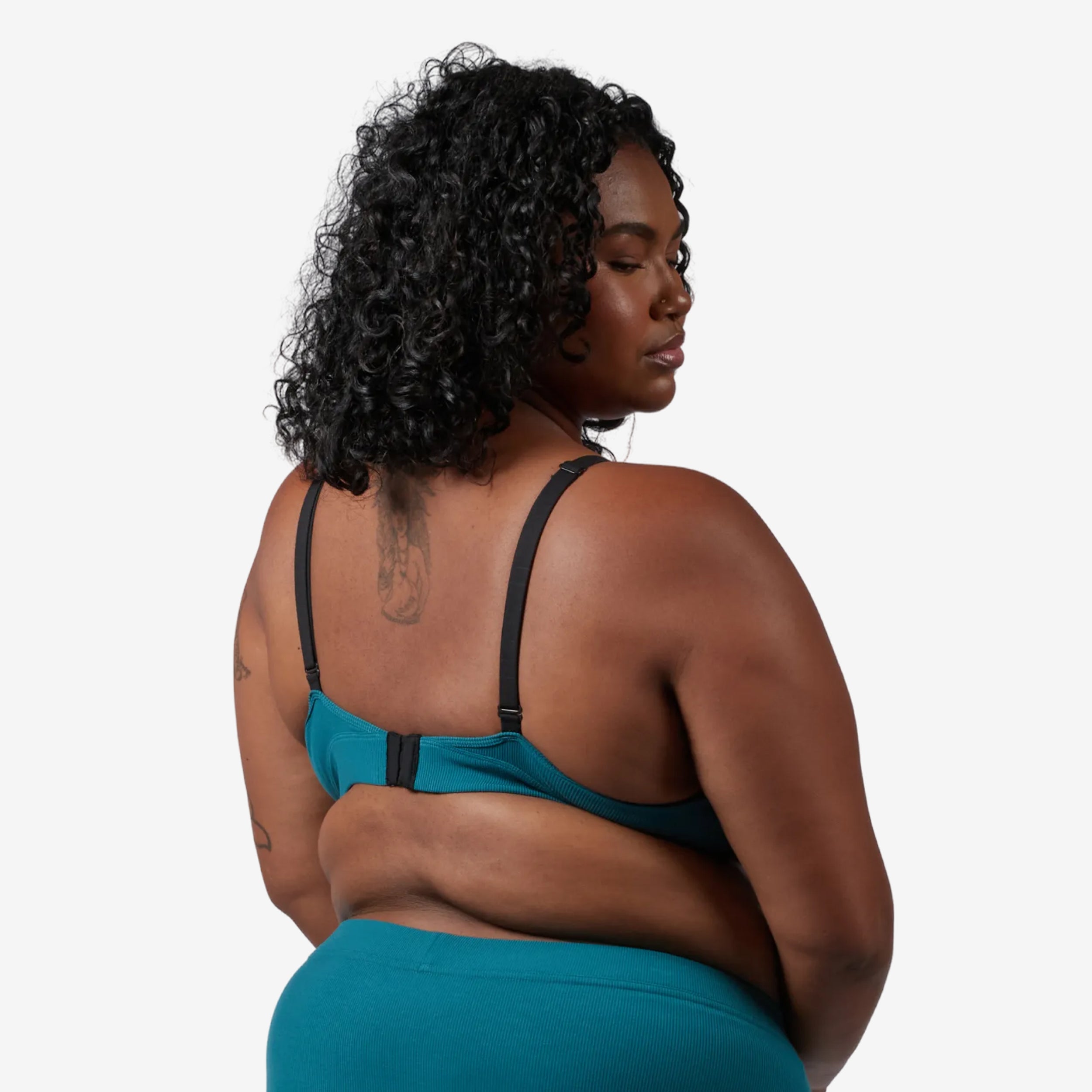 Bamboo Rib Triangle Bralette - Teal Time