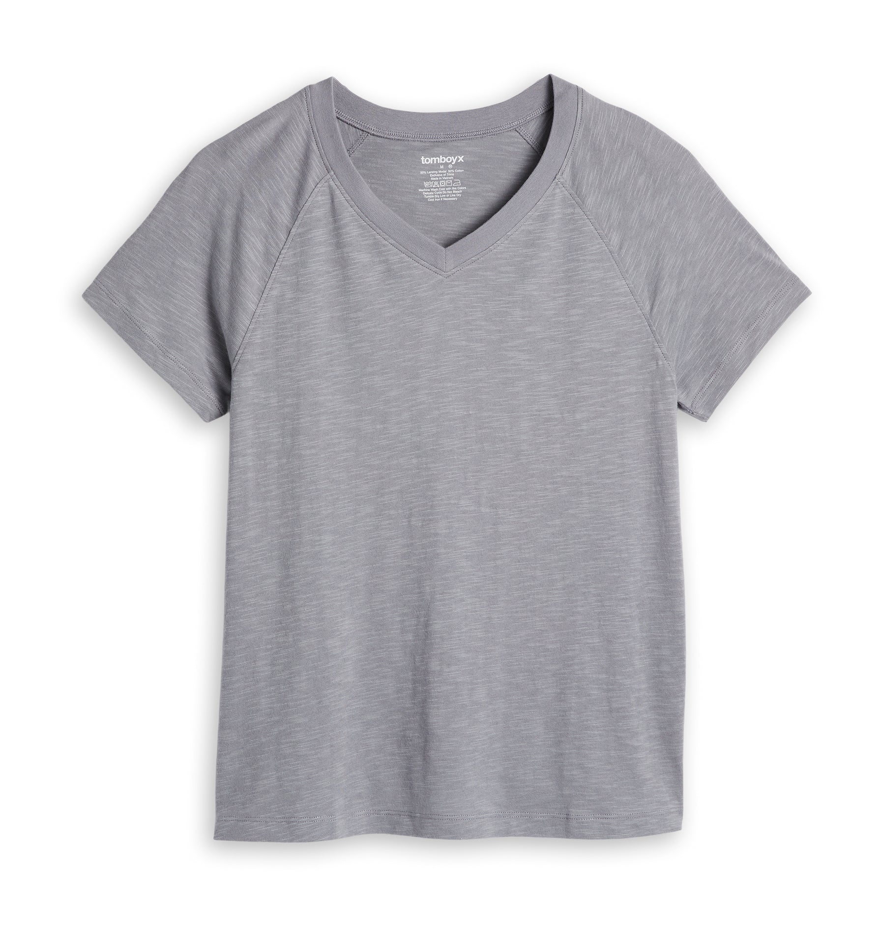Short Sleeve Jersey Slub V Neck Tee - Ultimate Gray