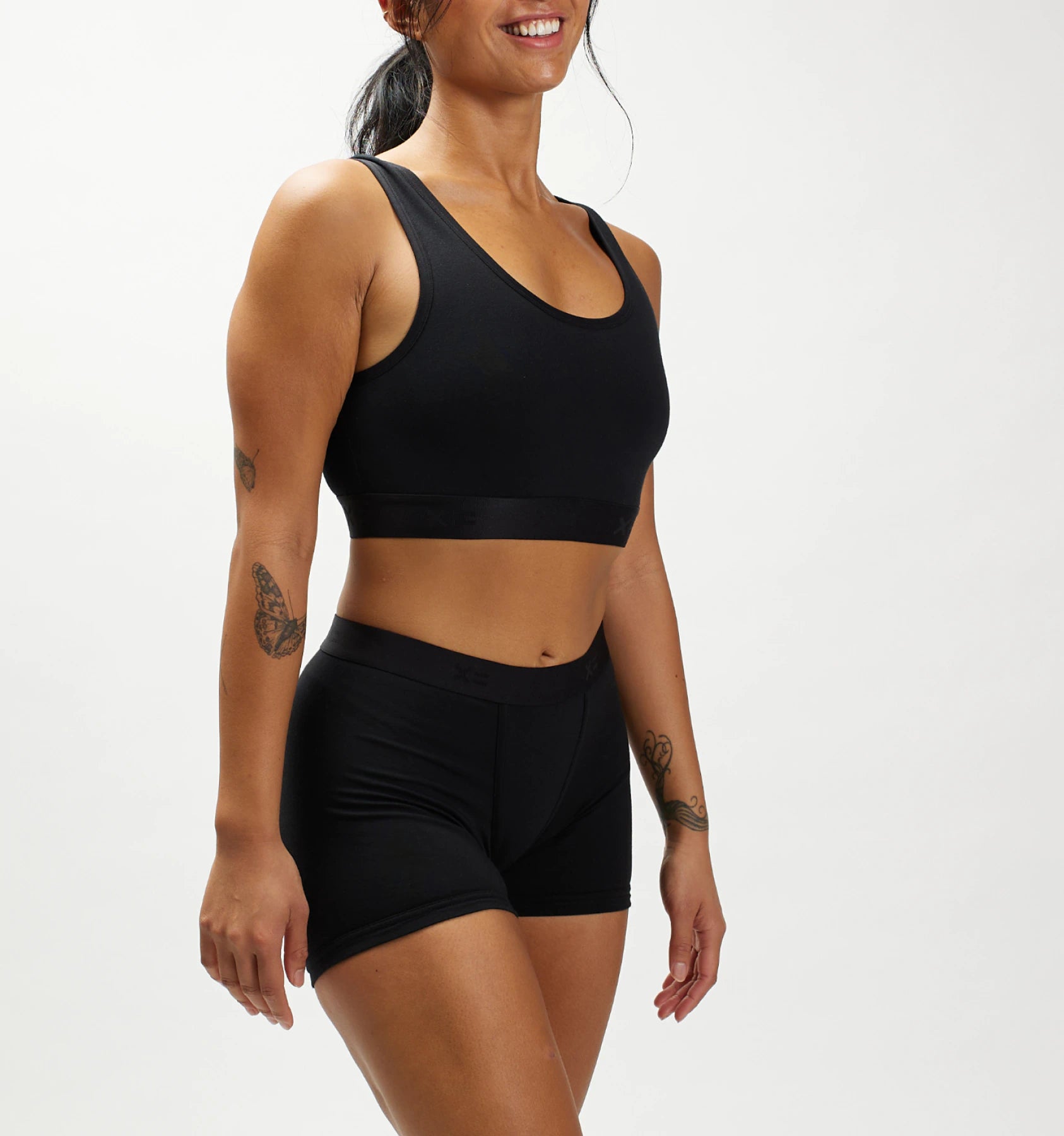 Essentials Soft Bra - Black with White Band