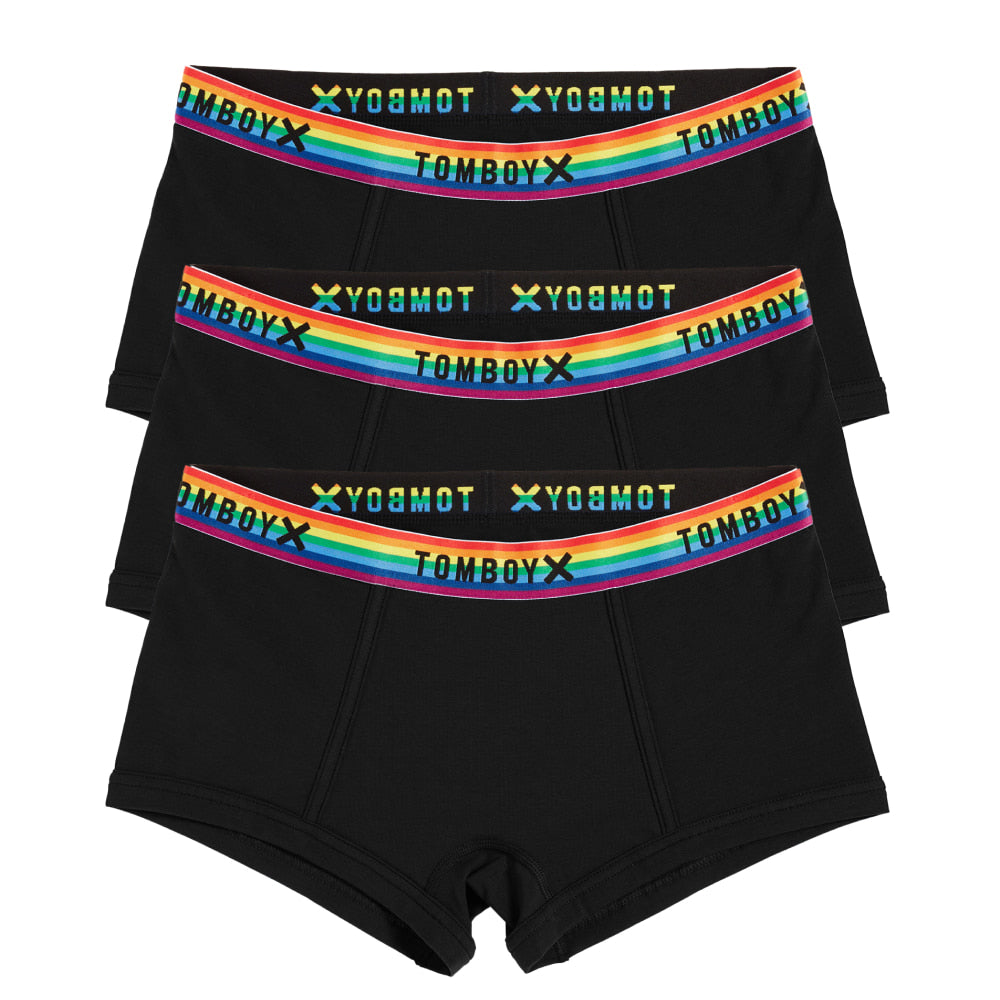 Boy Shorts 3-Pack - Cotton Black Rainbow