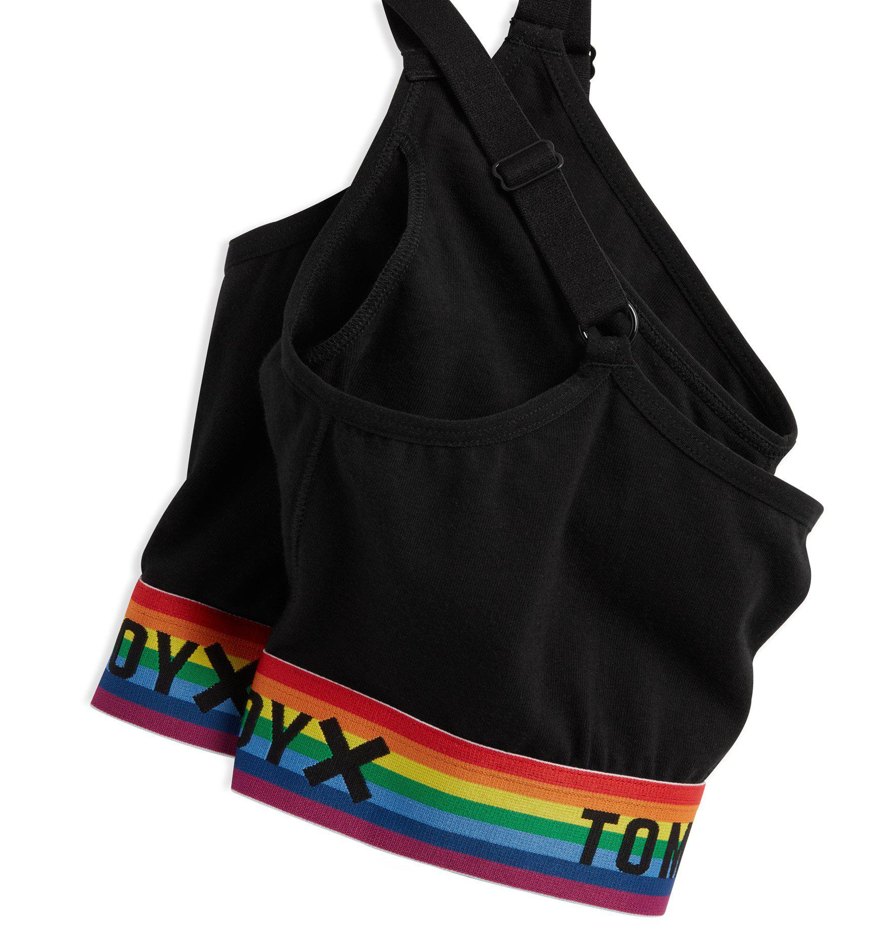 Tomboyx V-neck Bralette, Cotton Adjustable Straps Rainbow Pride